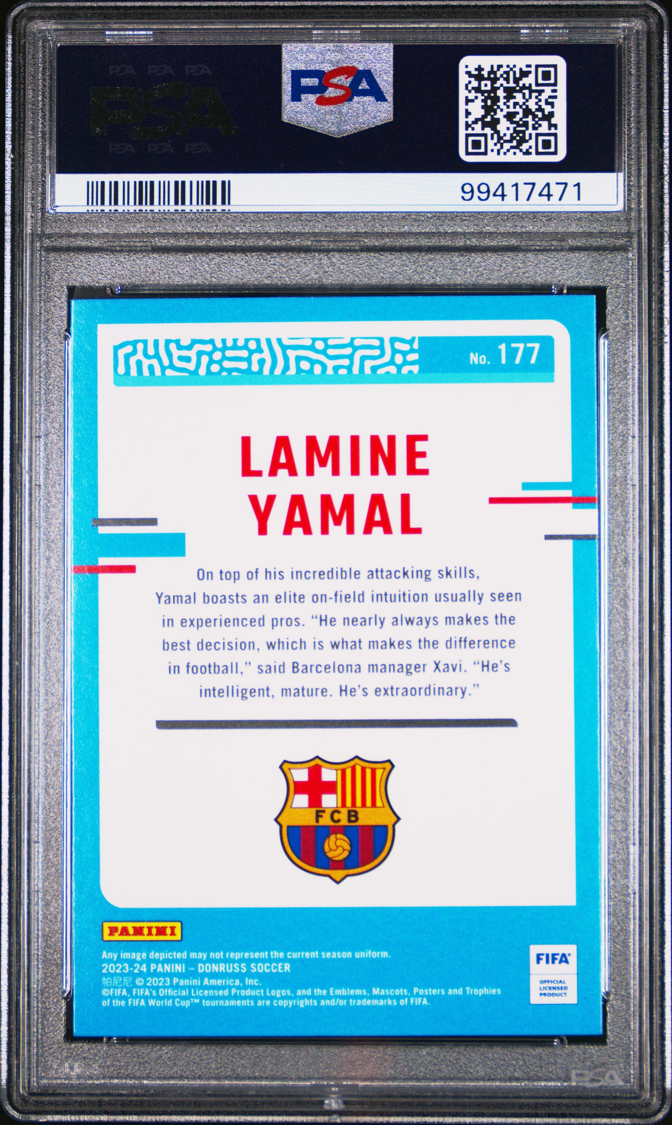 2023-24 Panini Donruss Fifa Lamine Yamal #177 Mint 9 back
