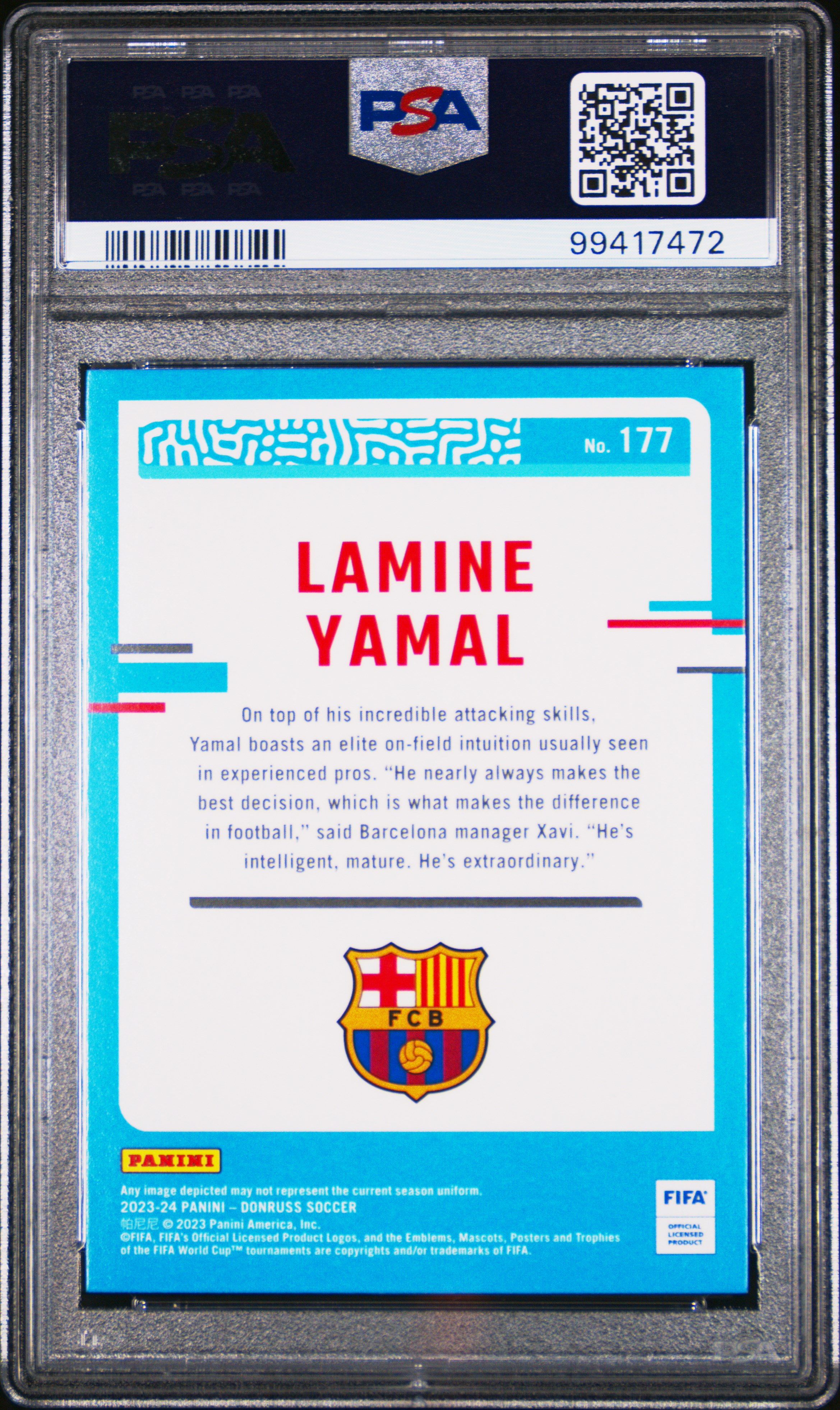 2023-24 Panini Donruss Fifa Lamine Yamal #177 Mint 9 back