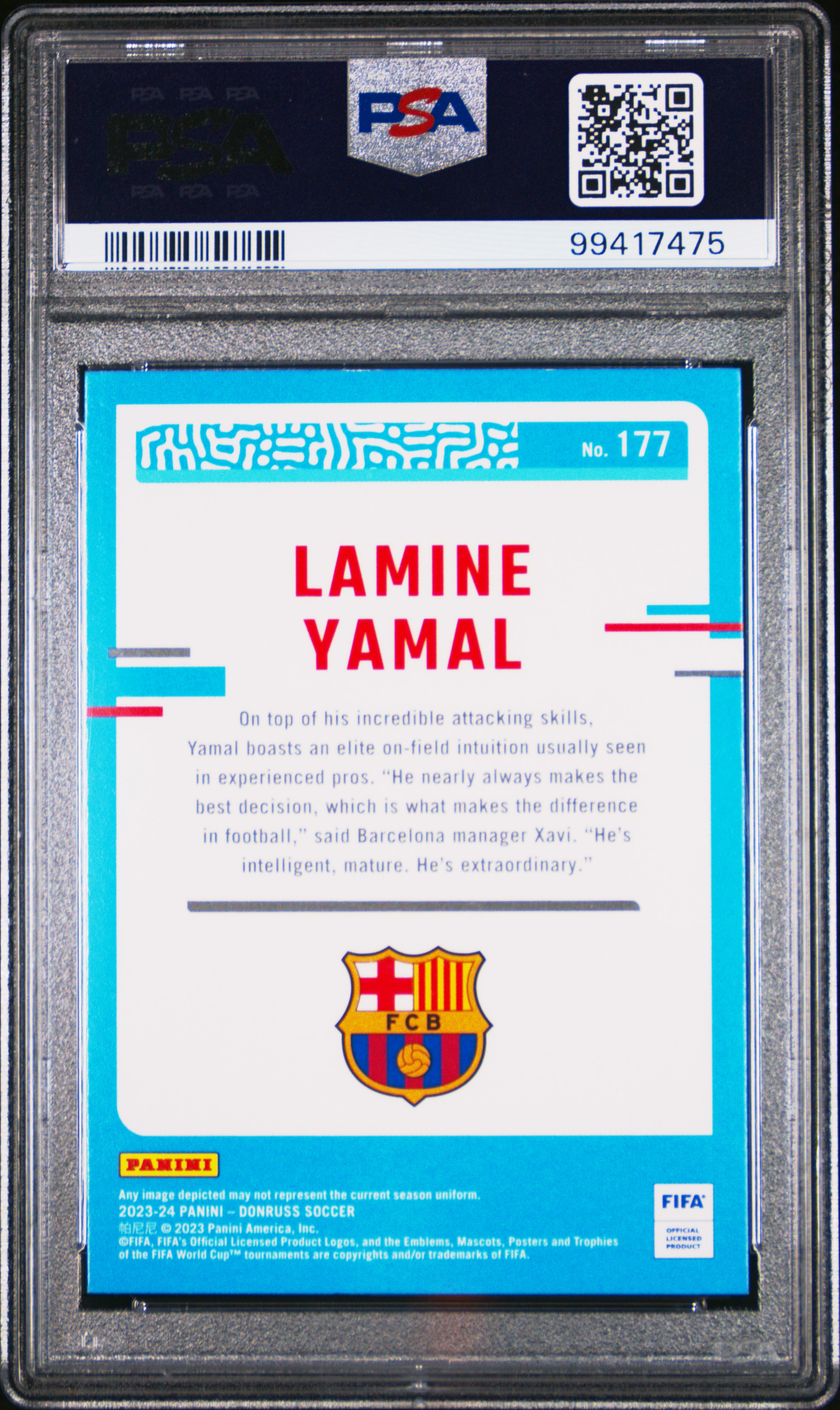 2023-24 Panini Donruss Fifa Lamine Yamal #177 Mint 9 back