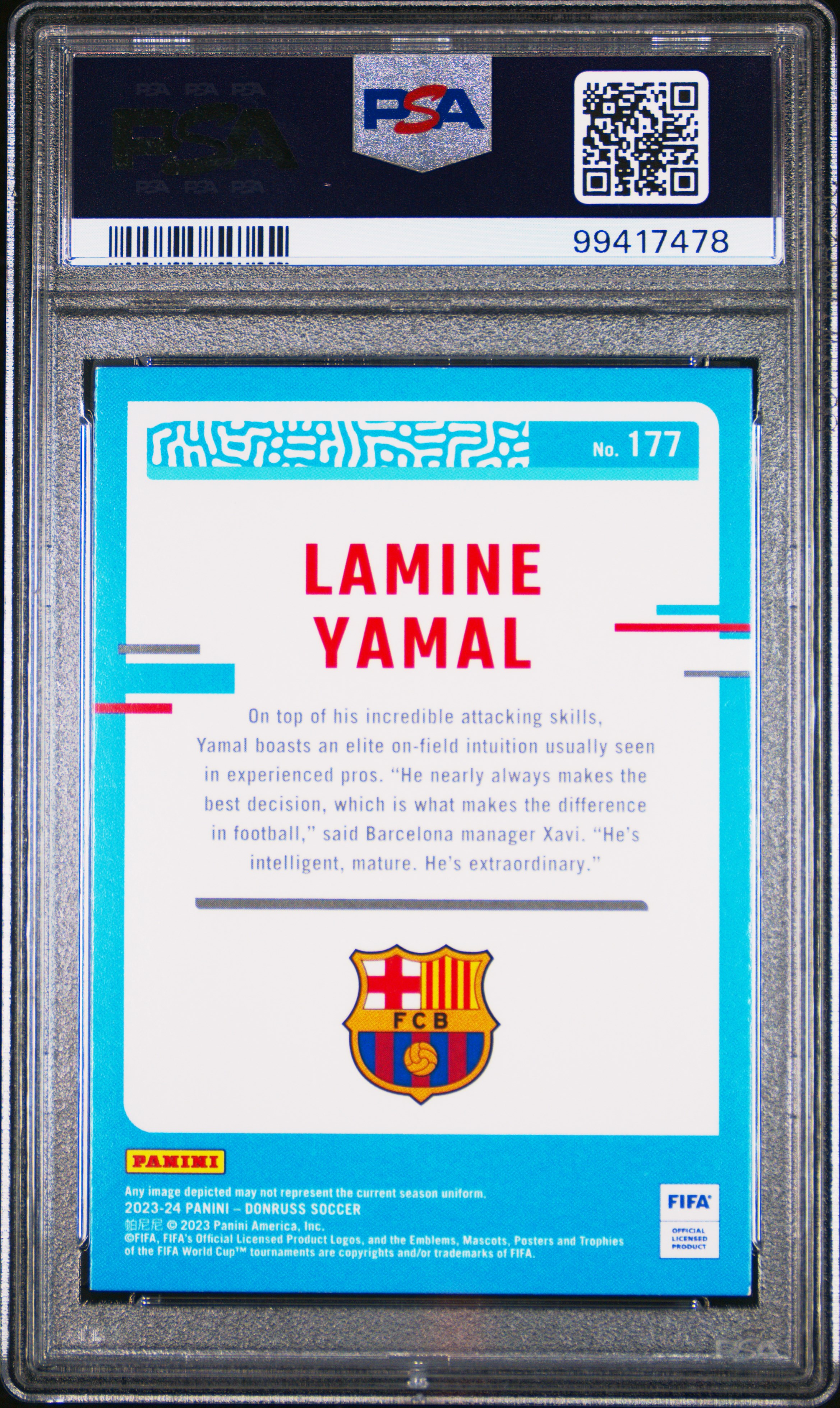 2023-24 Panini Donruss Fifa Lamine Yamal #177 Nm-Mt 8 back