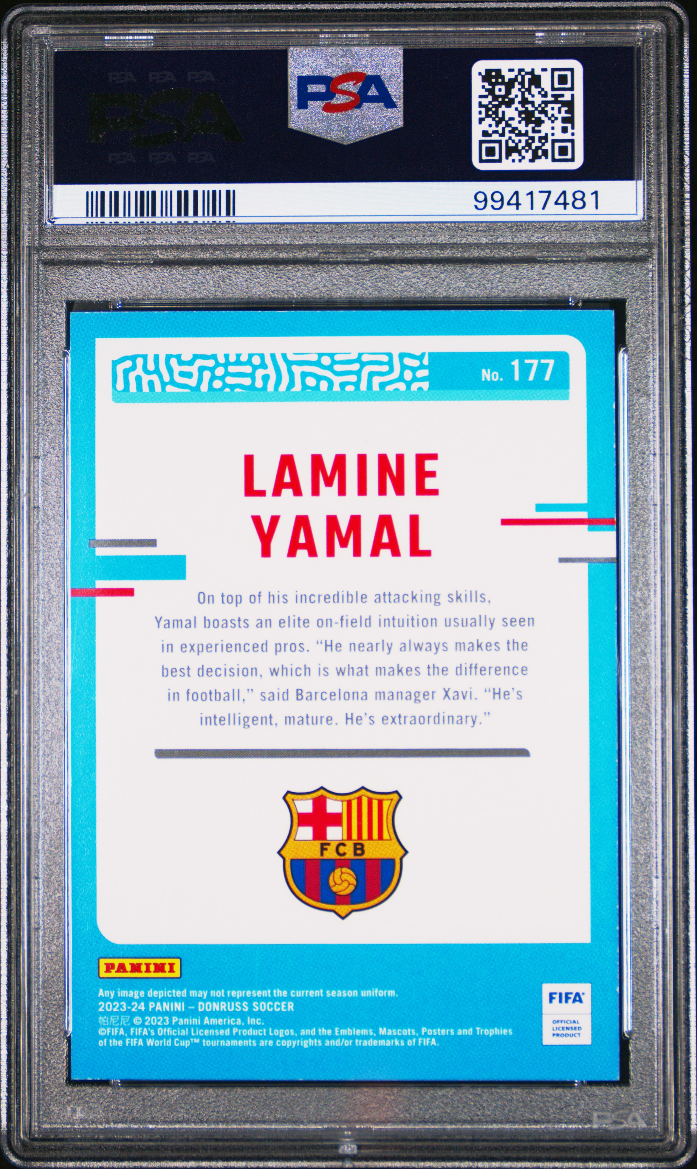 2023-24 Panini Donruss Fifa Lamine Yamal #177 Mint 9 back