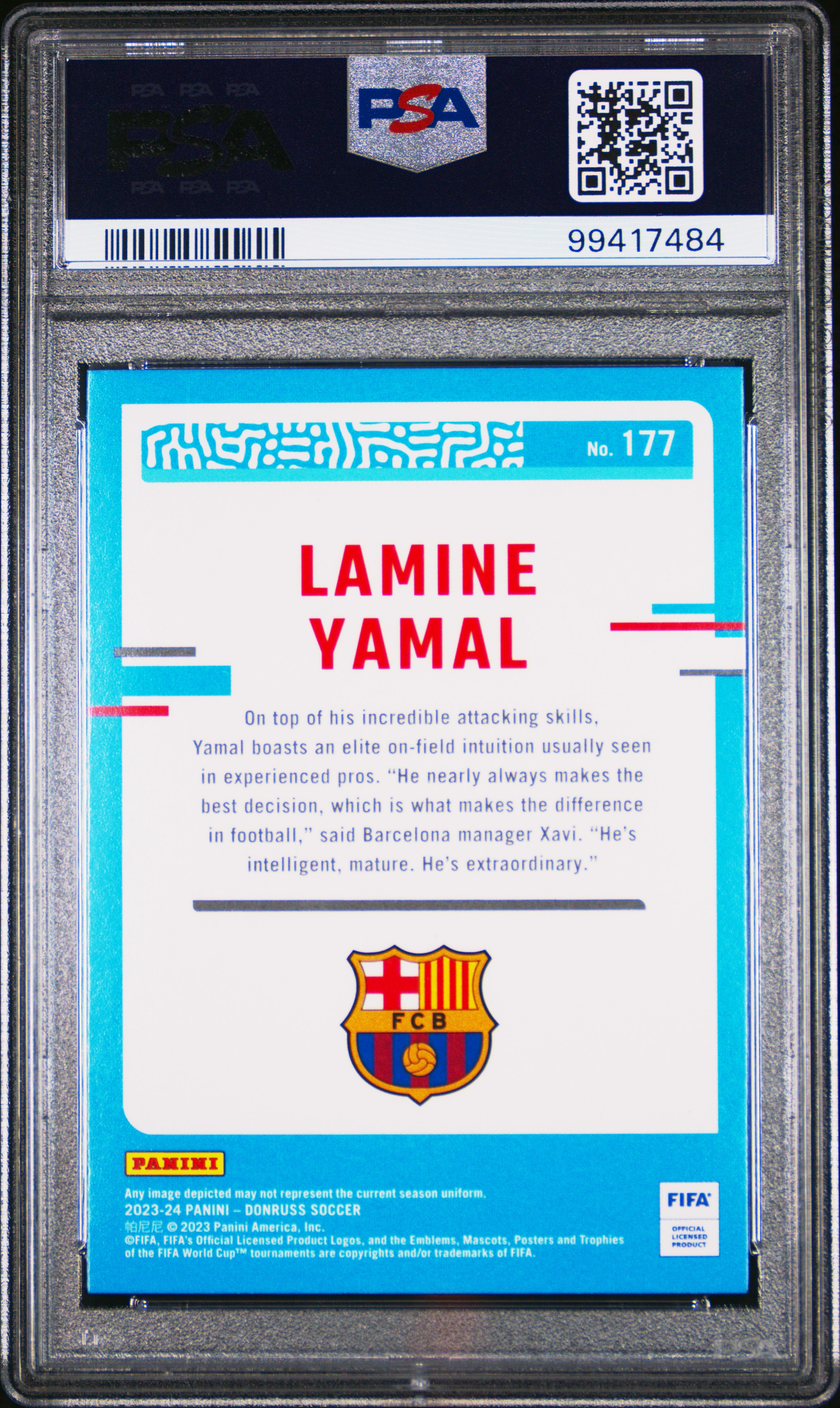 2023-24 Panini Donruss Fifa Lamine Yamal #177 Gem Mt 10 back