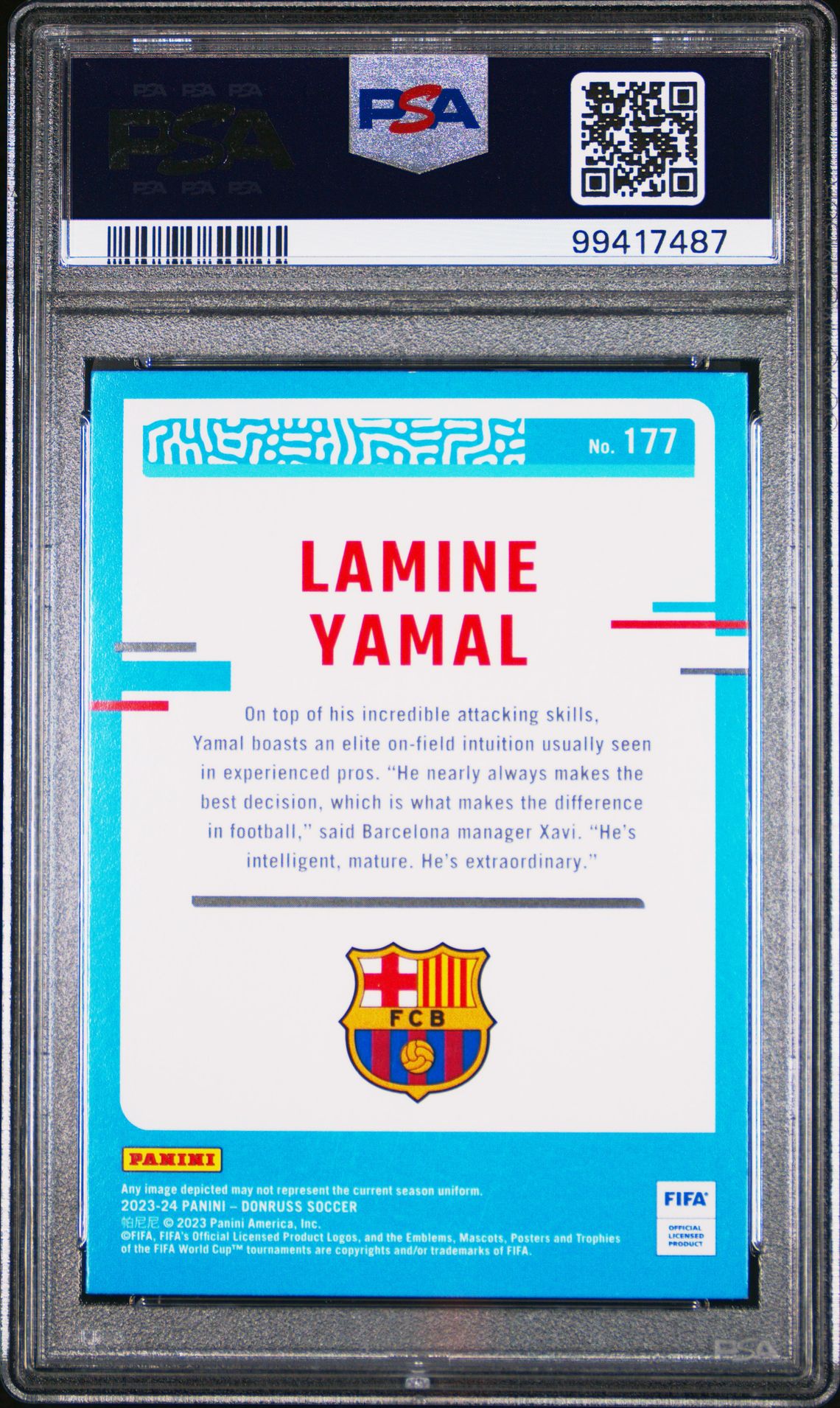 2023-24 Panini Donruss Fifa Lamine Yamal #177 Mint 9 back