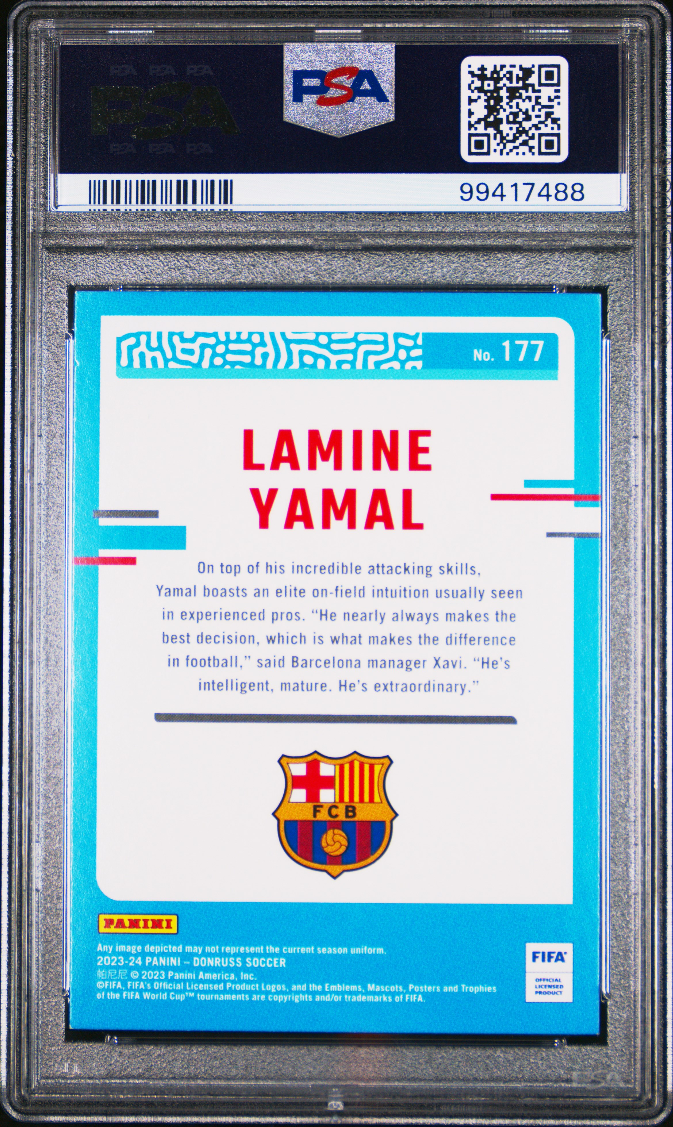 2023-24 Panini Donruss Fifa Lamine Yamal #177 Nm 7 back