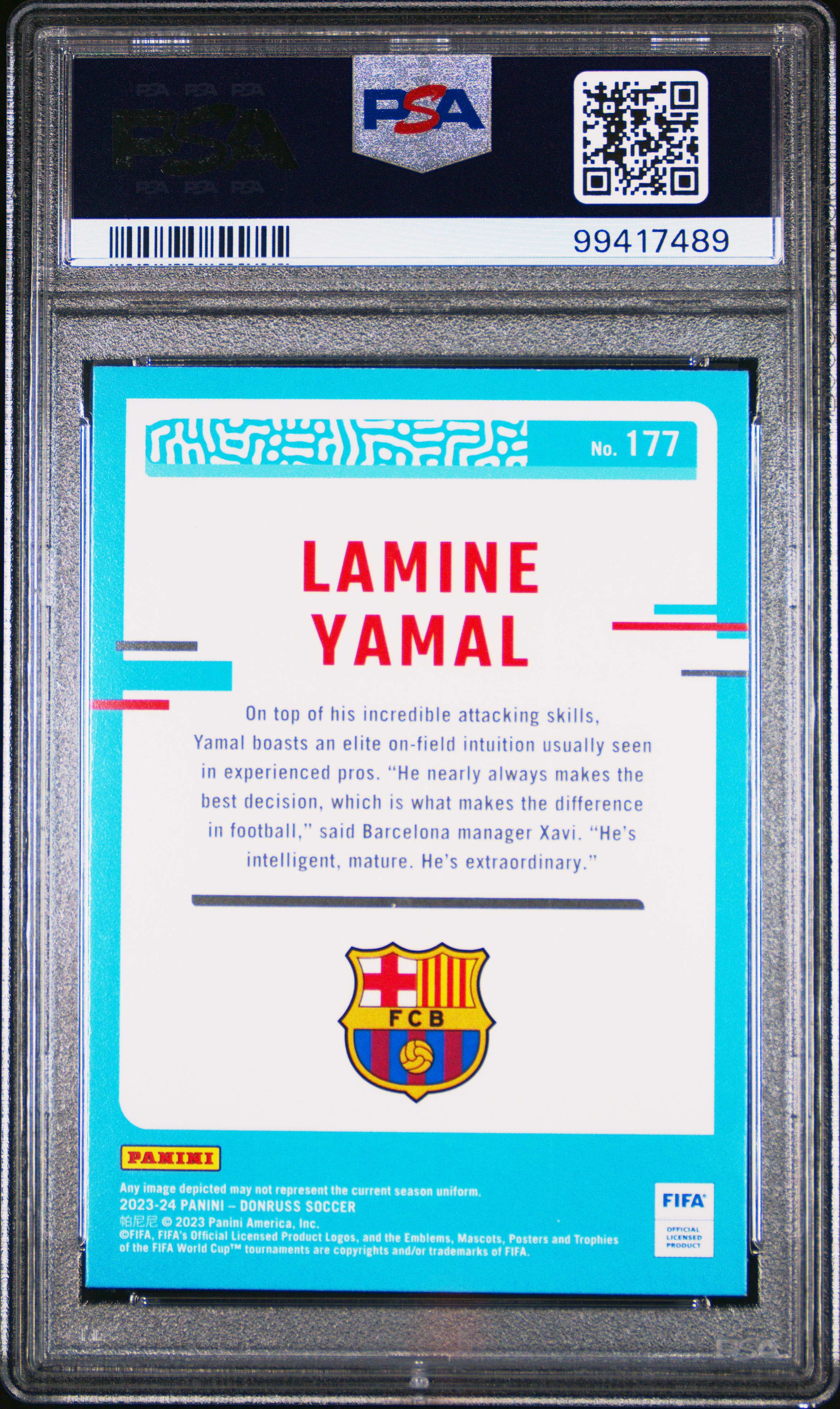 2023-24 Panini Donruss Fifa Lamine Yamal #177 Gem Mt 10 back