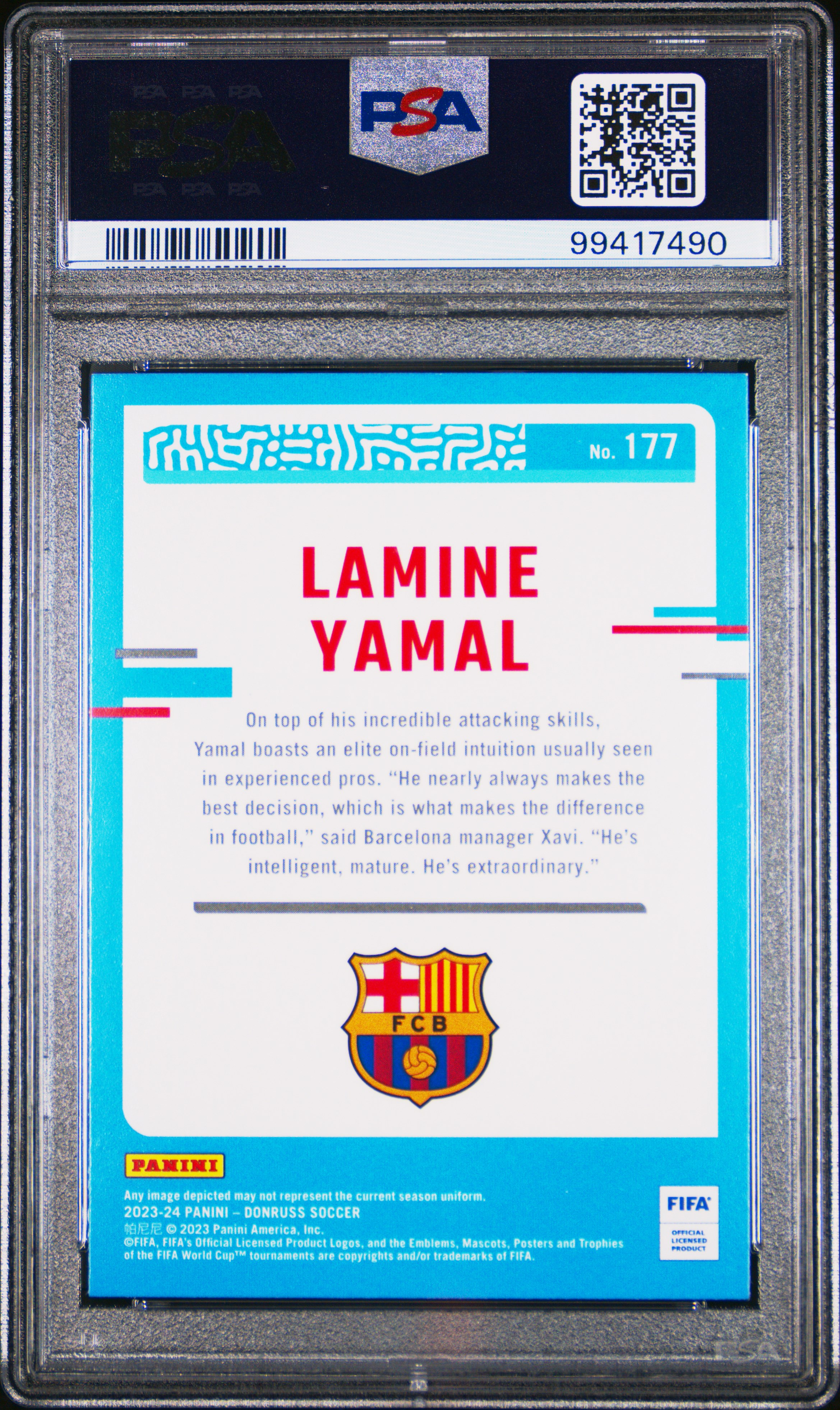 2023-24 Panini Donruss Fifa Lamine Yamal #177 Mint 9 back