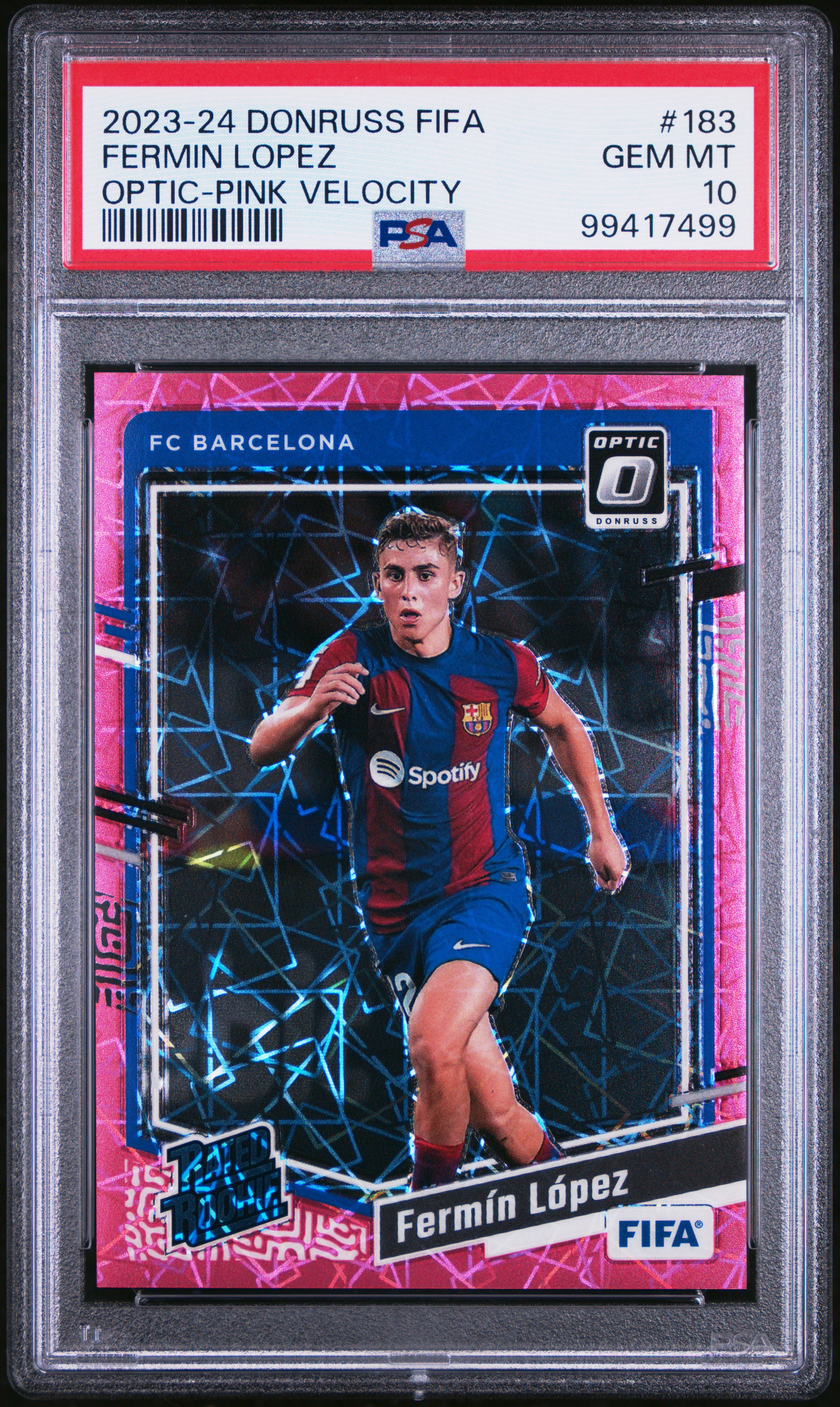 2023-24 Panini Donruss Fifa Fermin Lopez #183 (Optic-Pink Velocity) Gem Mt 10 front