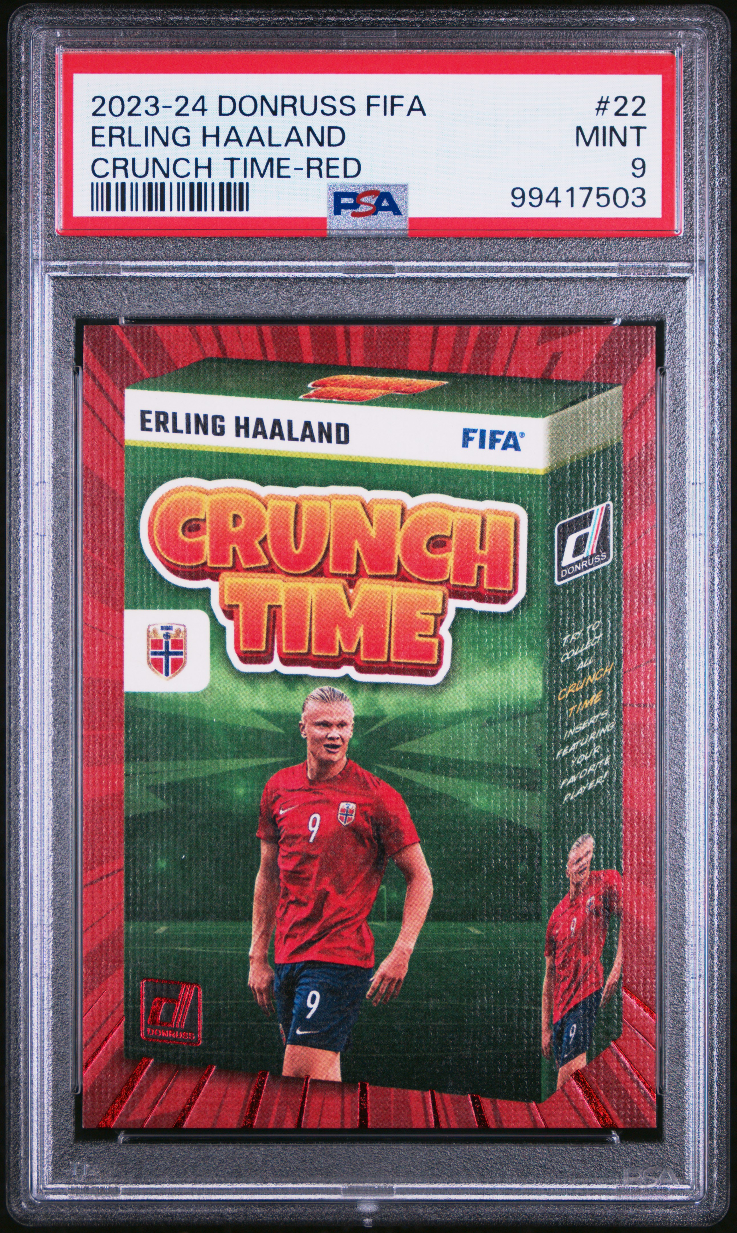 2023-24 Panini Donruss Fifa Crunch Time Erling Haaland #22 (Crunch Time-Red) Mint 9 front