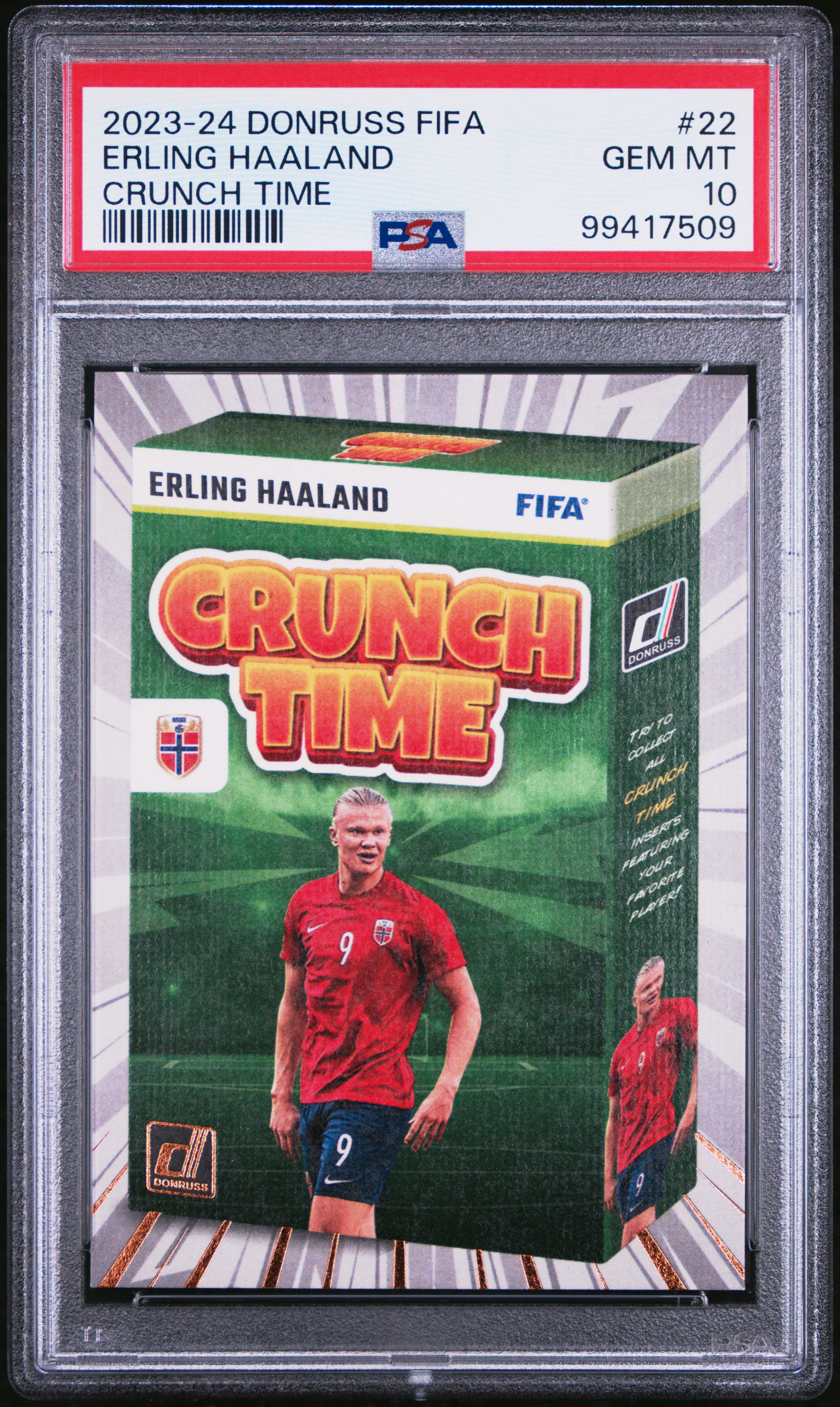 2023-24 Panini Donruss Fifa Crunch Time Erling Haaland #22 Gem Mt 10 front