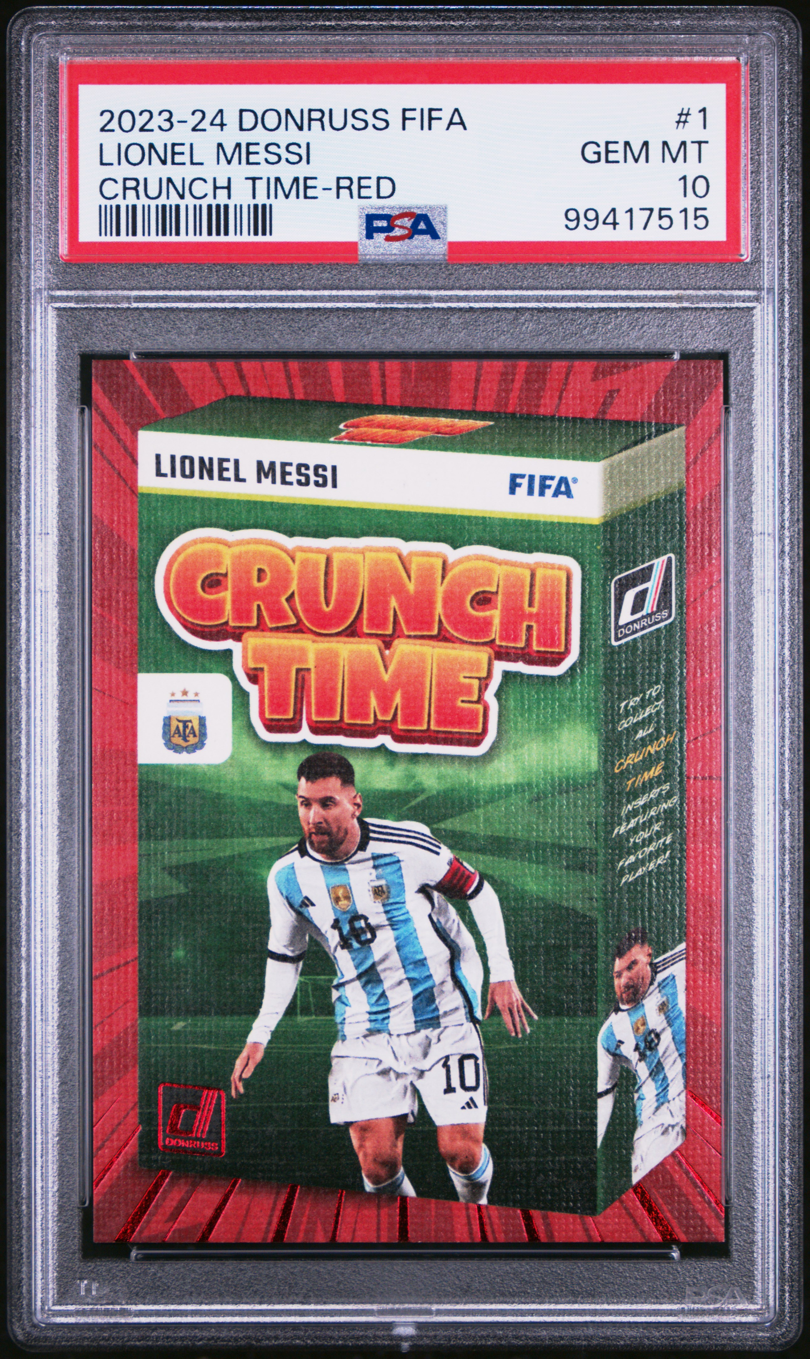 2023-24 Panini Donruss Fifa Crunch Time Lionel Messi #1 (Crunch Time-Red) Gem Mt 10 front
