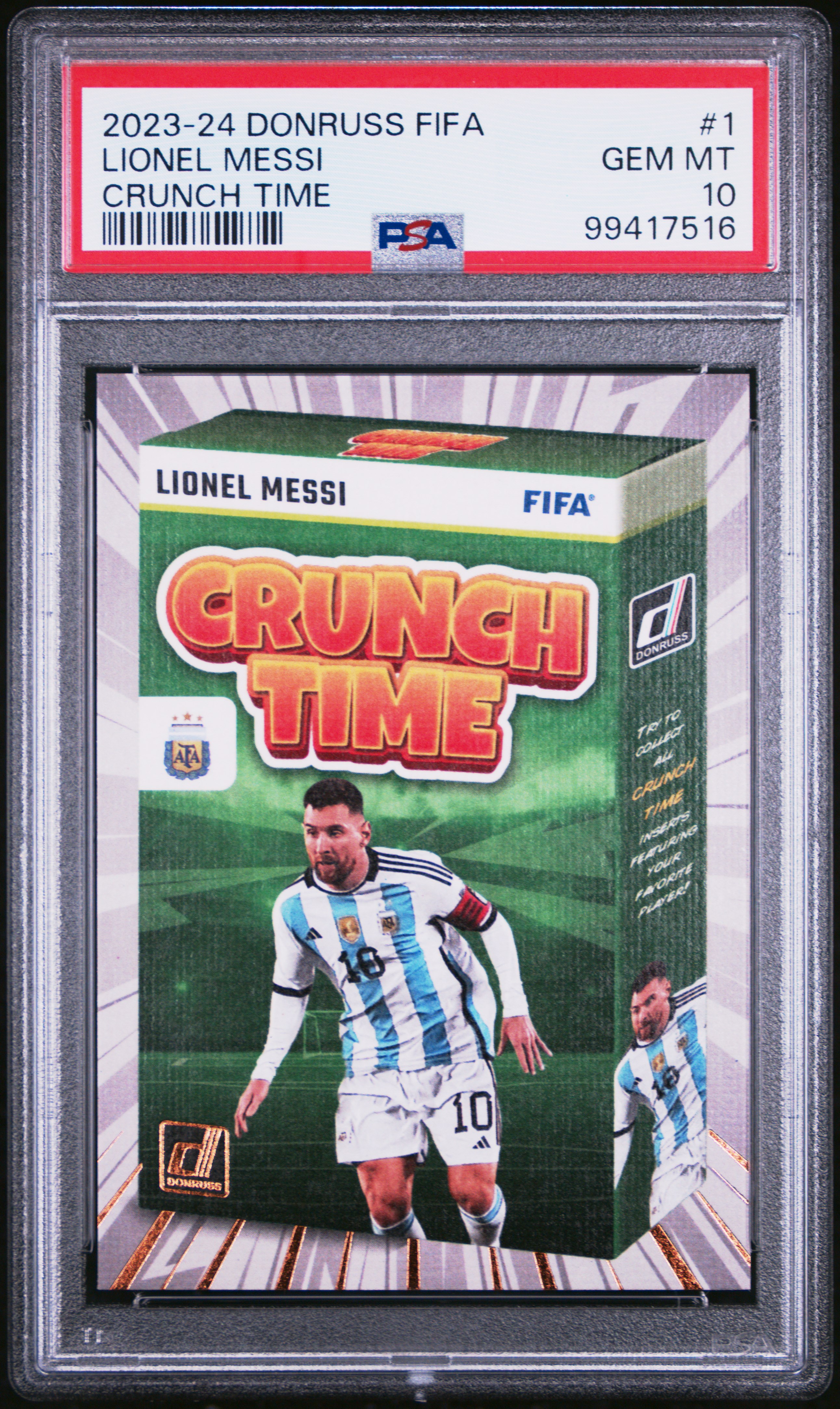 2023-24 Panini Donruss Fifa Crunch Time Lionel Messi #1 Gem Mt 10 front