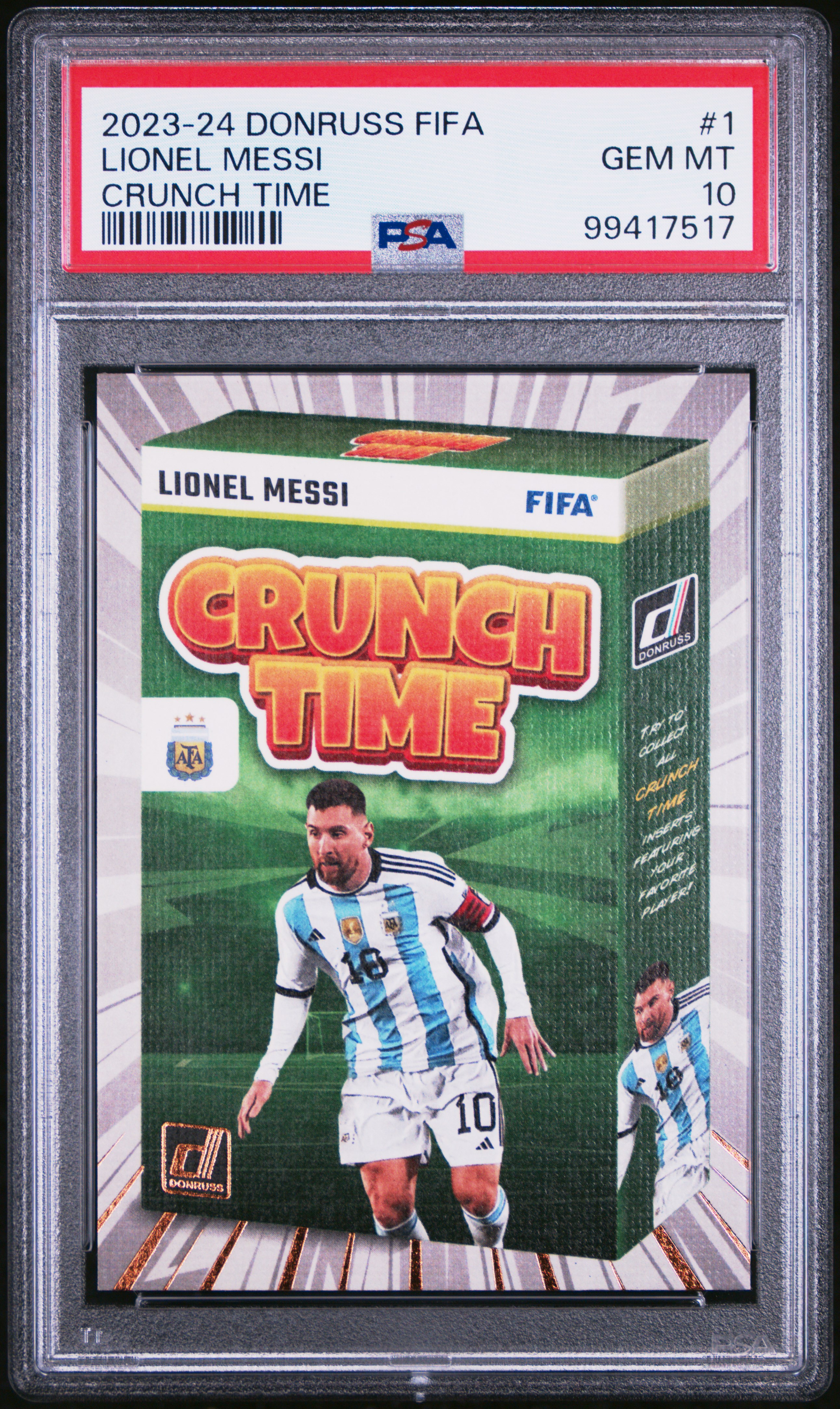 2023-24 Panini Donruss Fifa Crunch Time Lionel Messi #1 Gem Mt 10 front