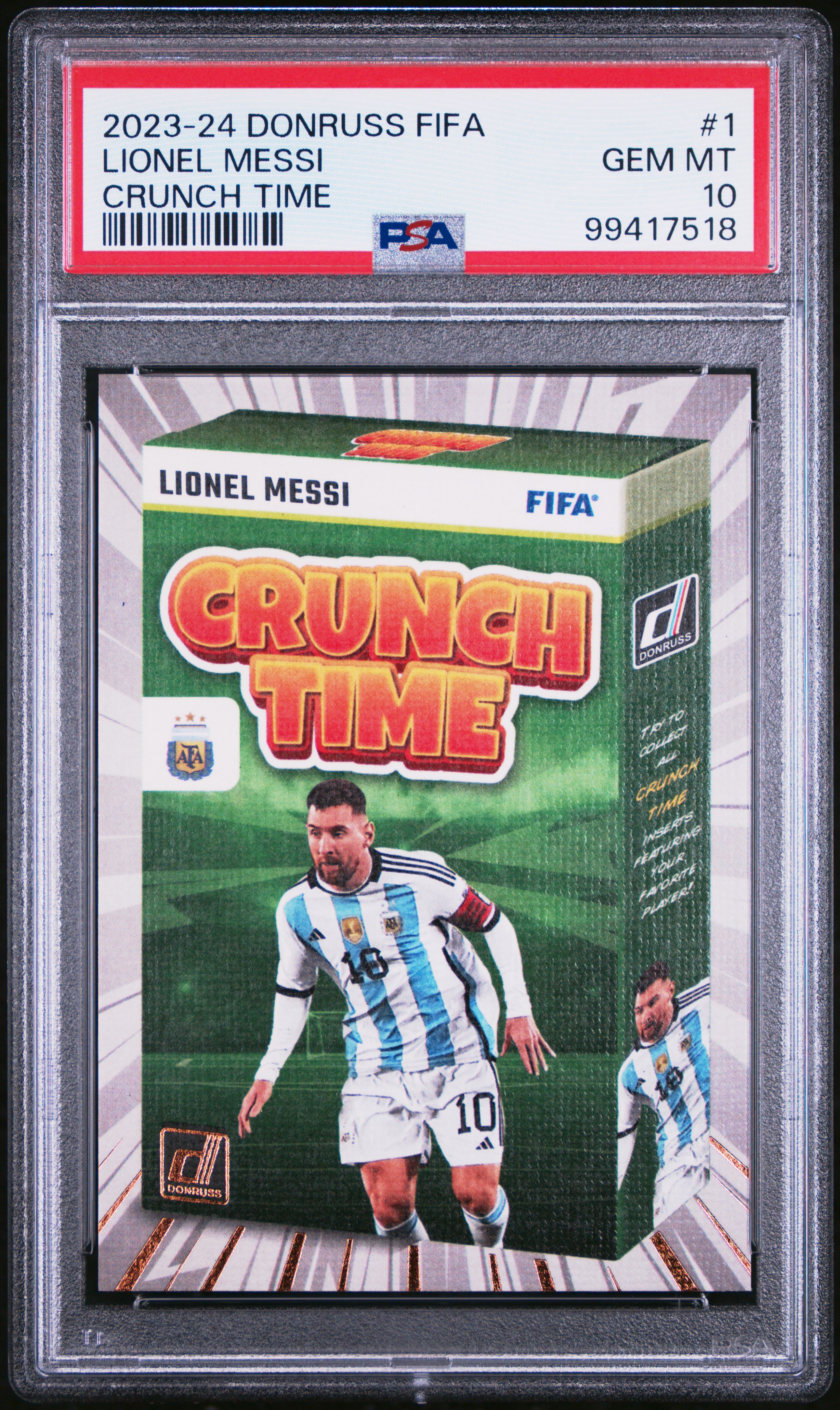 2023-24 Panini Donruss Fifa Crunch Time Lionel Messi #1 Gem Mt 10 front