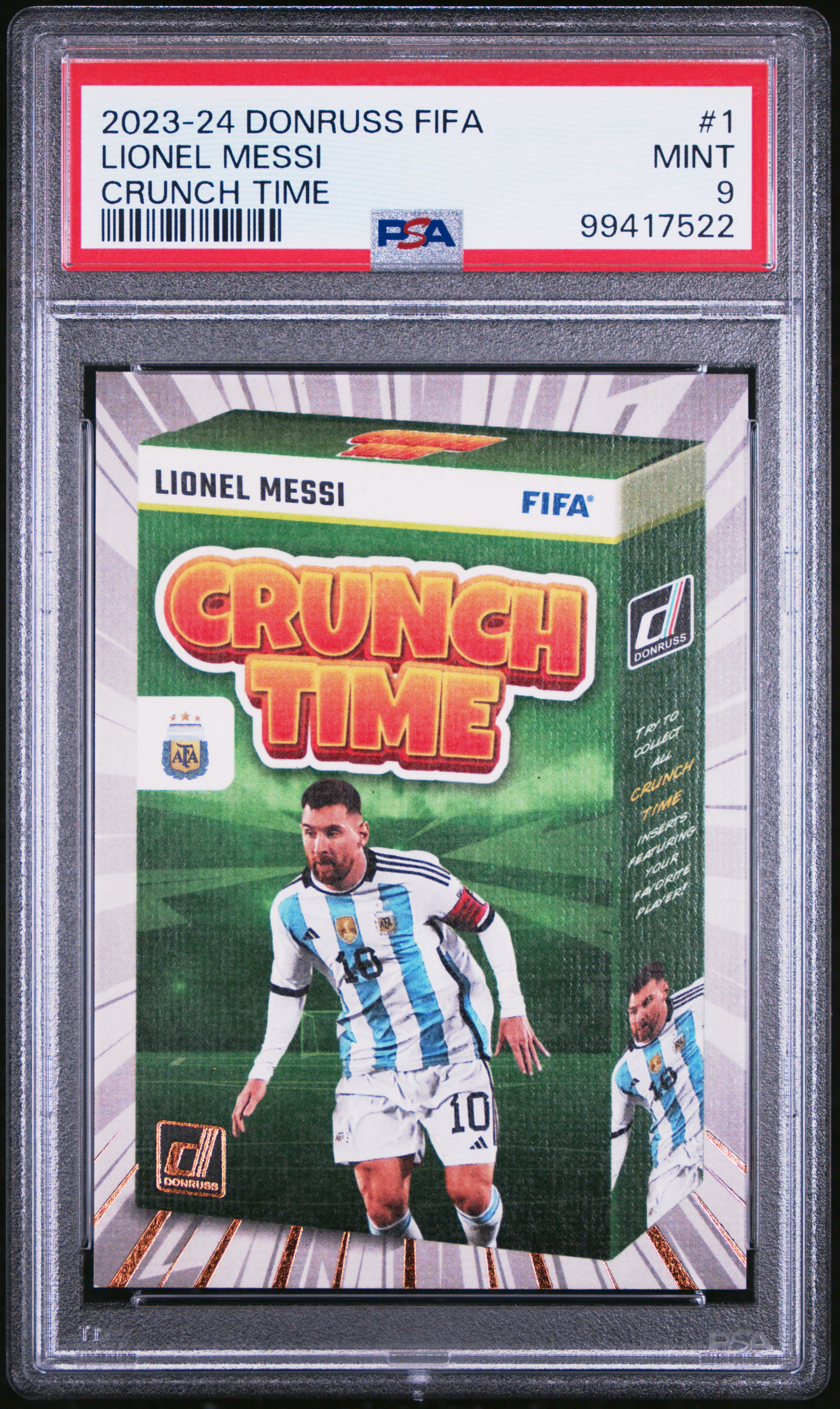 2023-24 Panini Donruss Fifa Crunch Time Lionel Messi #1 Mint 9 front