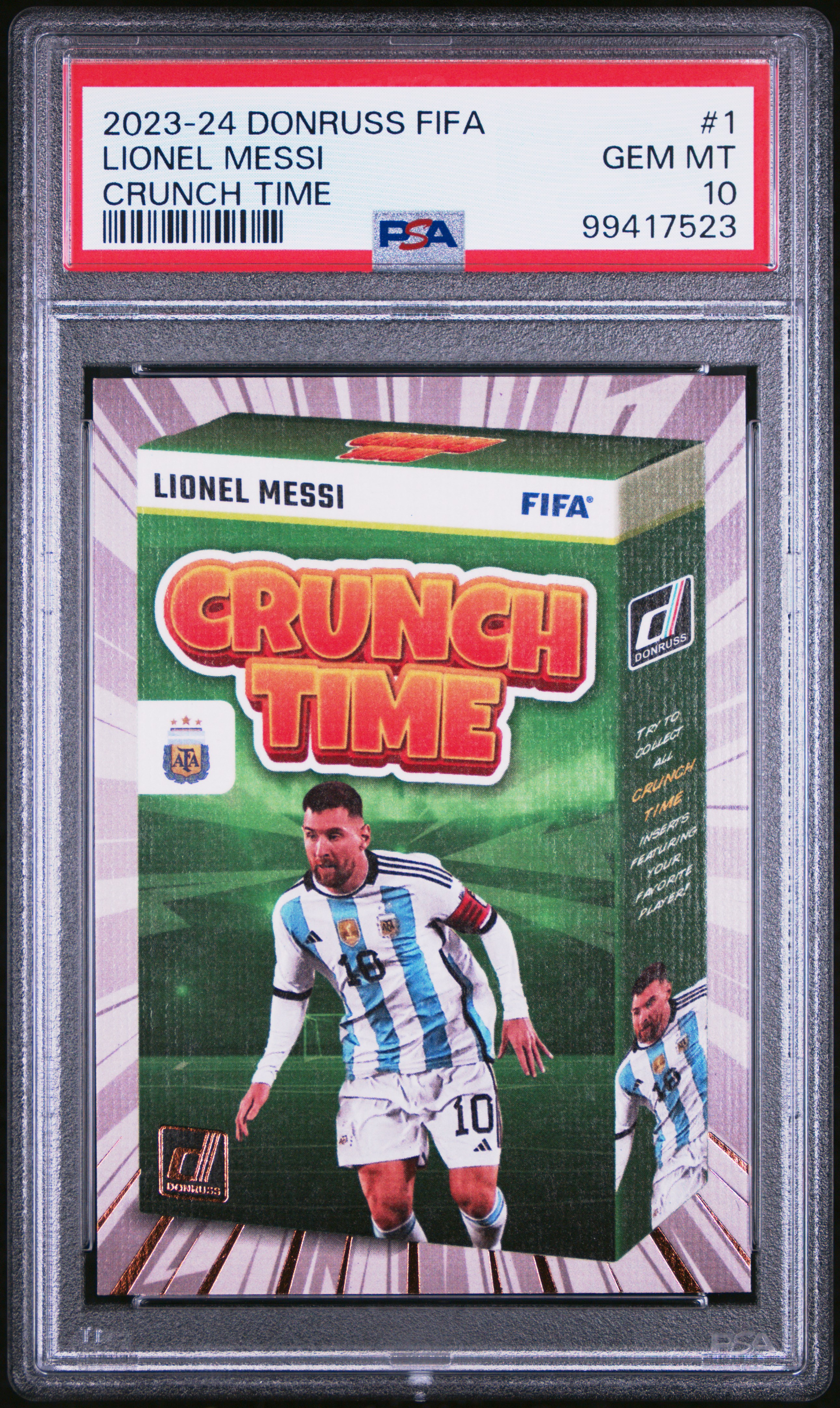 2023-24 Panini Donruss Fifa Crunch Time Lionel Messi #1 Gem Mt 10 front