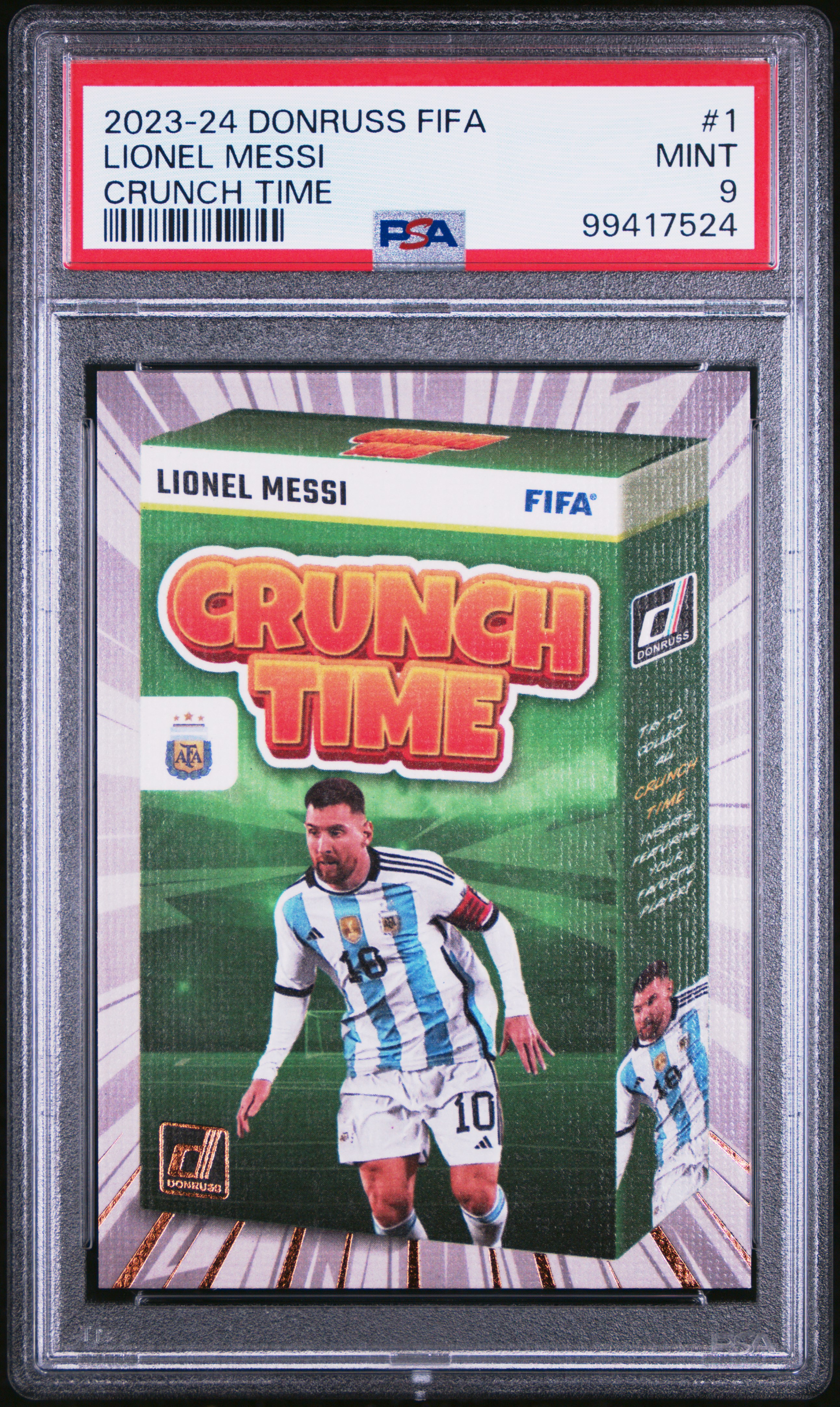 2023-24 Panini Donruss Fifa Crunch Time Lionel Messi #1 Mint 9 front
