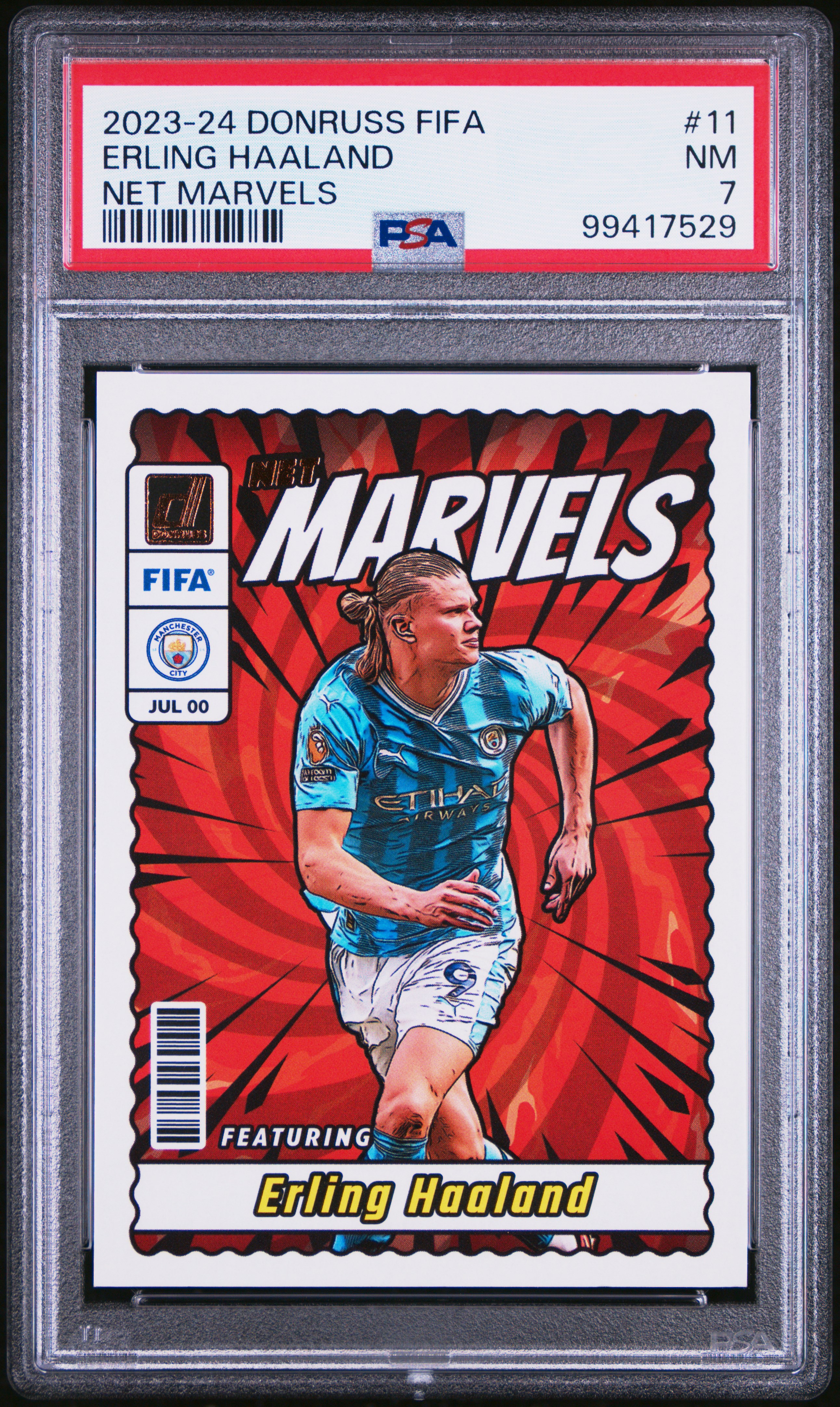 2023-24 Panini Donruss Fifa Net Marvels Erling Haaland #11 Nm 7 front