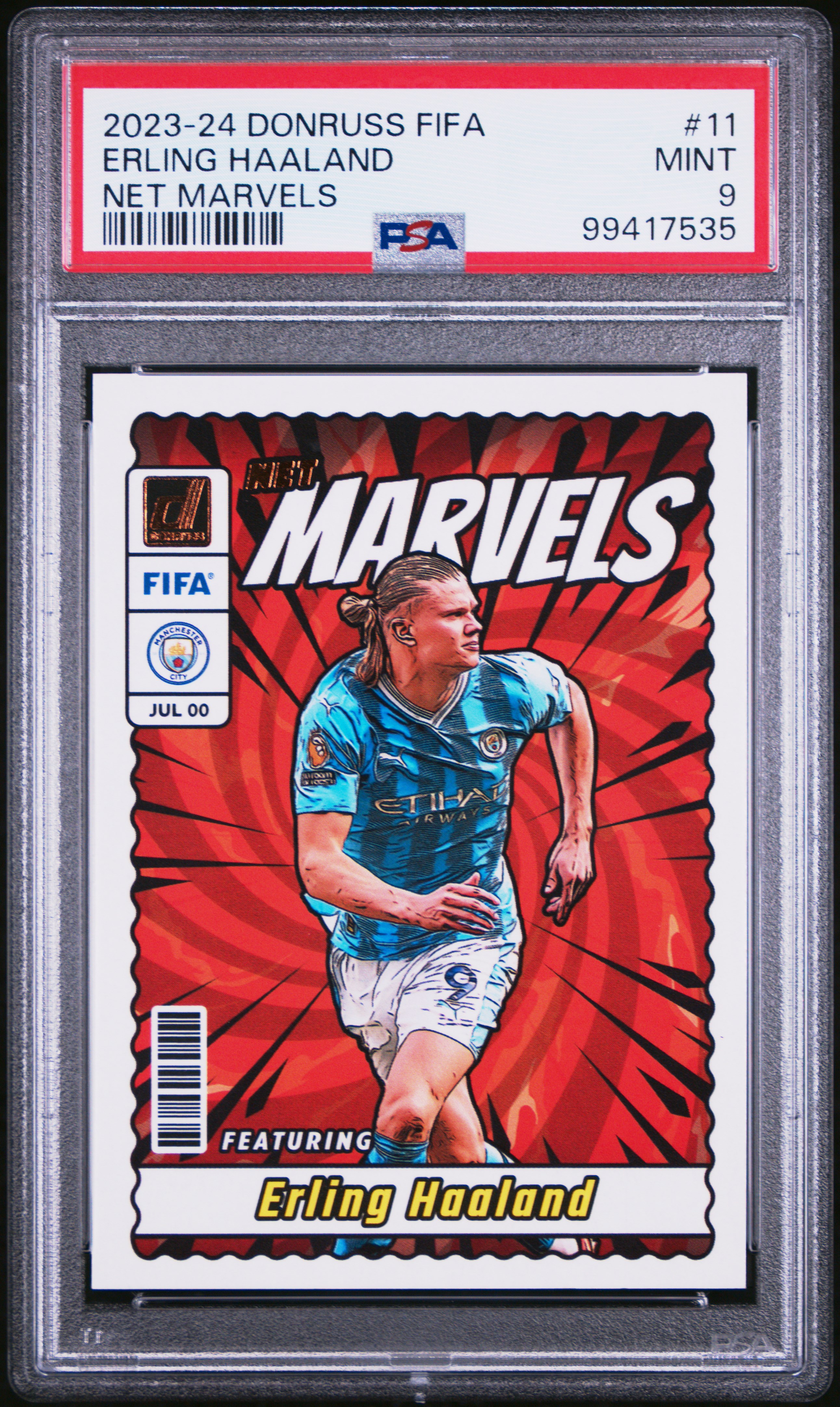 2023-24 Panini Donruss Fifa Net Marvels Erling Haaland #11 Mint 9 front