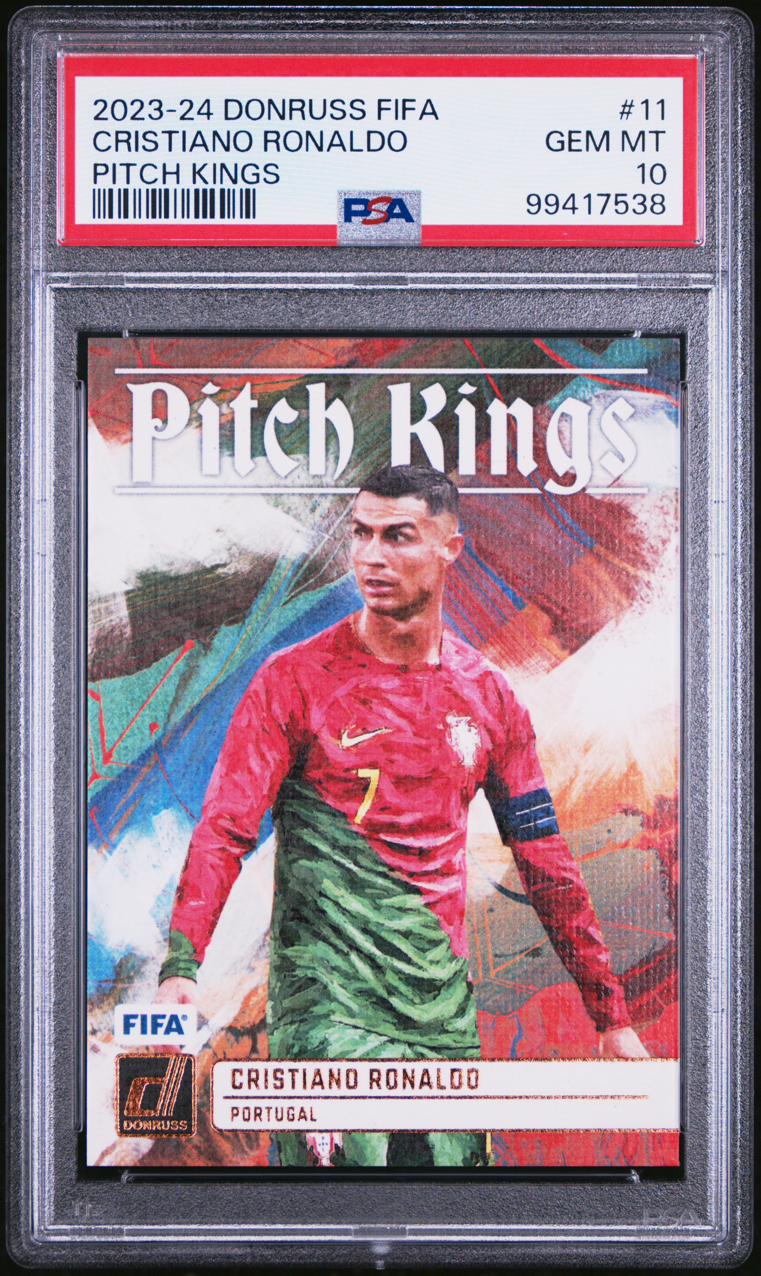 2023-24 Panini Donruss Fifa Pitch Kings Cristiano Ronaldo #11 Gem Mt 10 front