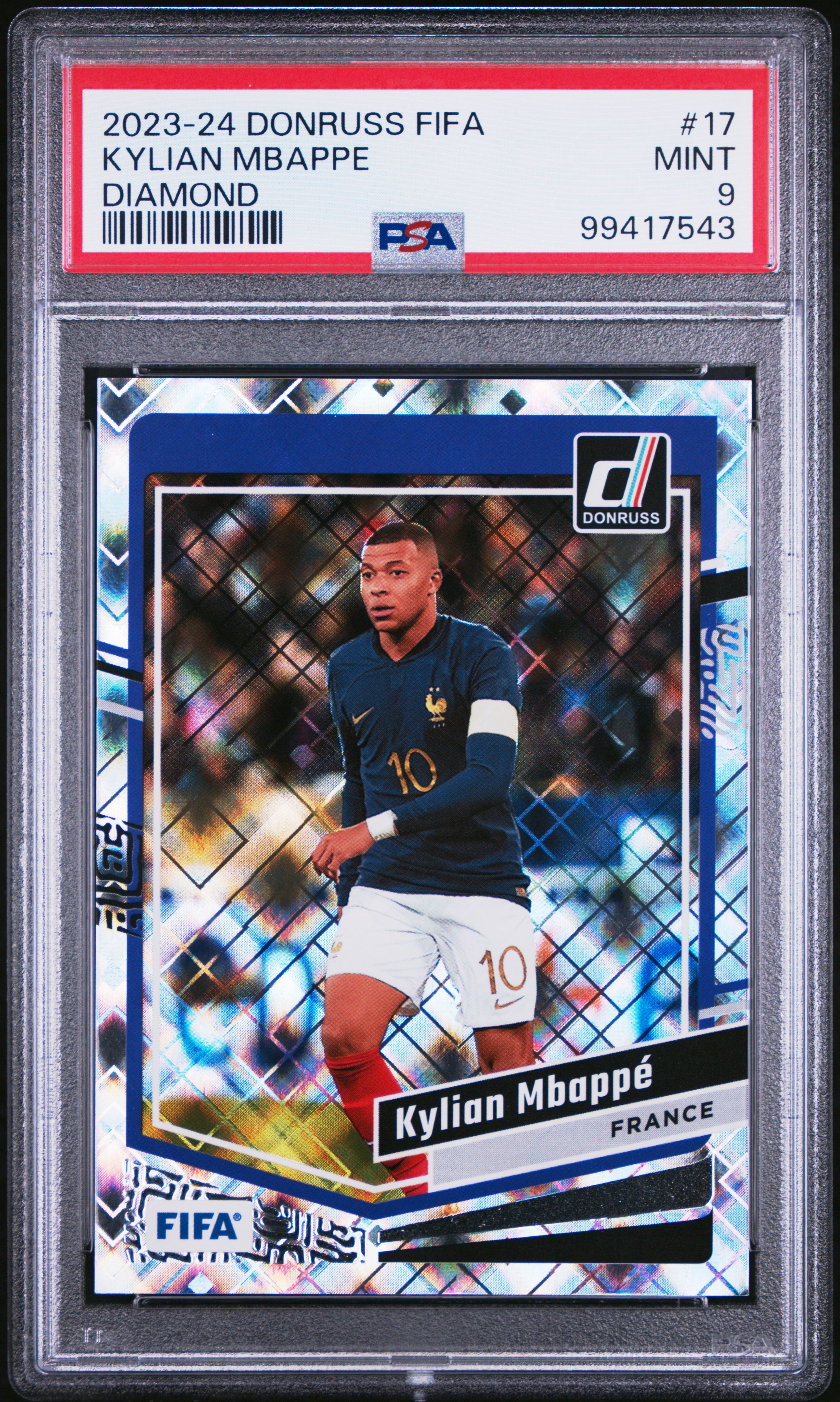 2023-24 Panini Donruss Fifa Kylian Mbappe #17 (Diamond) Mint 9 front