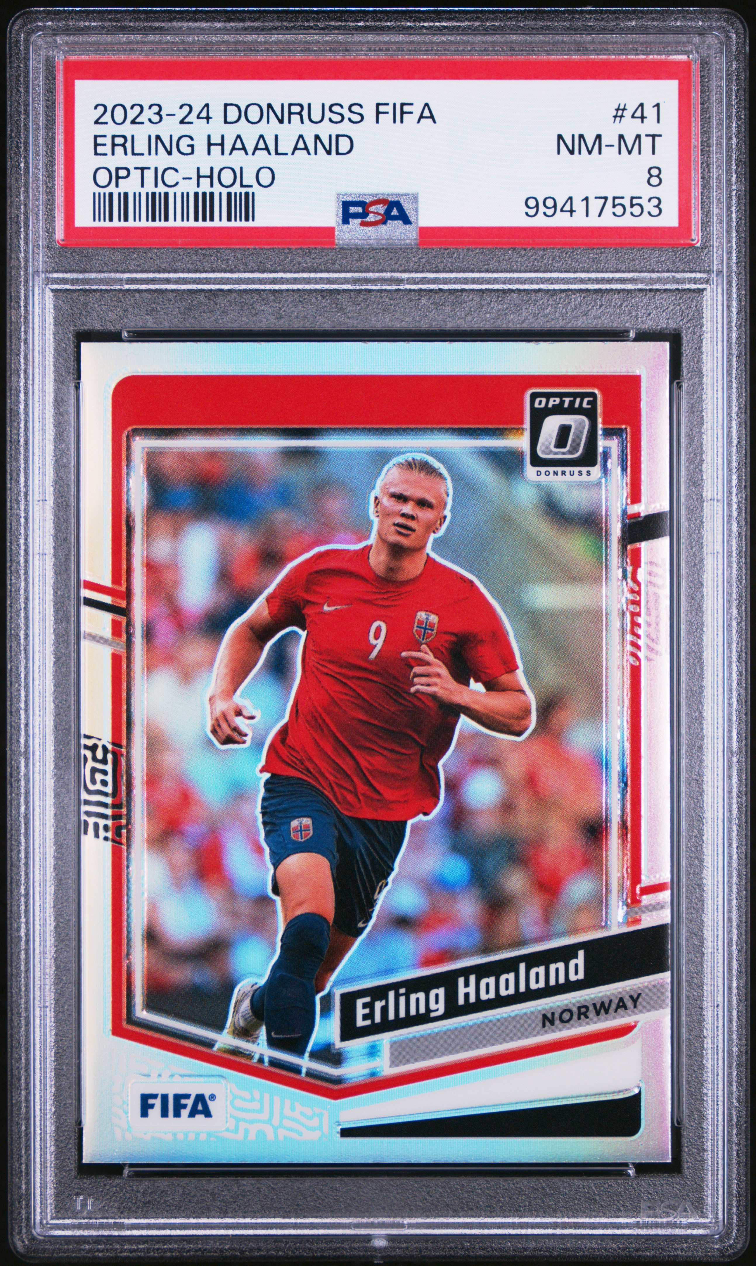 2023-24 Panini Donruss Fifa Erling Haaland #41 (Optic-Holo) Nm-Mt 8 front