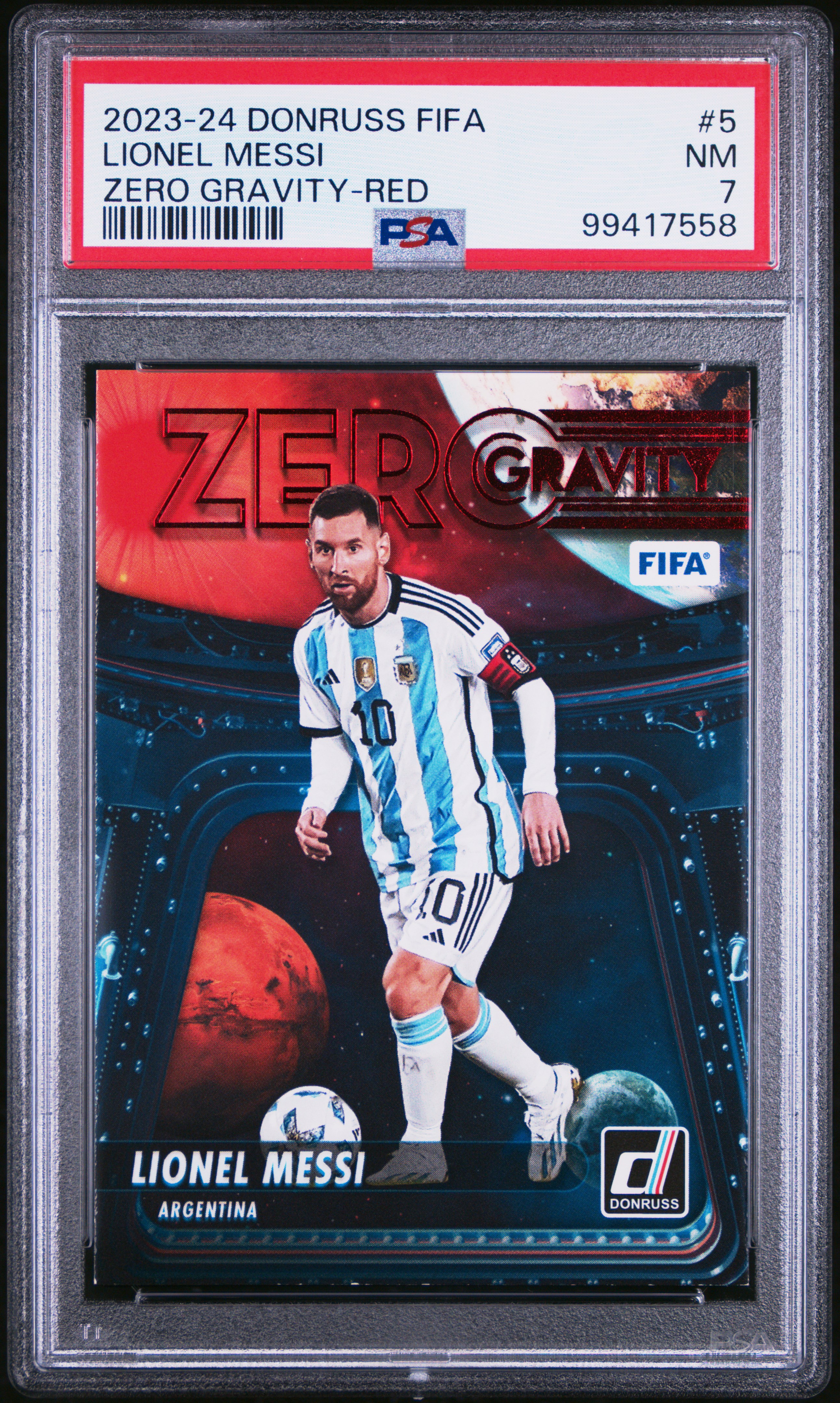 2023-24 Panini Donruss Fifa Zero Gravity Lionel Messi #5 (Zero Gravity-Red) Nm 7 front