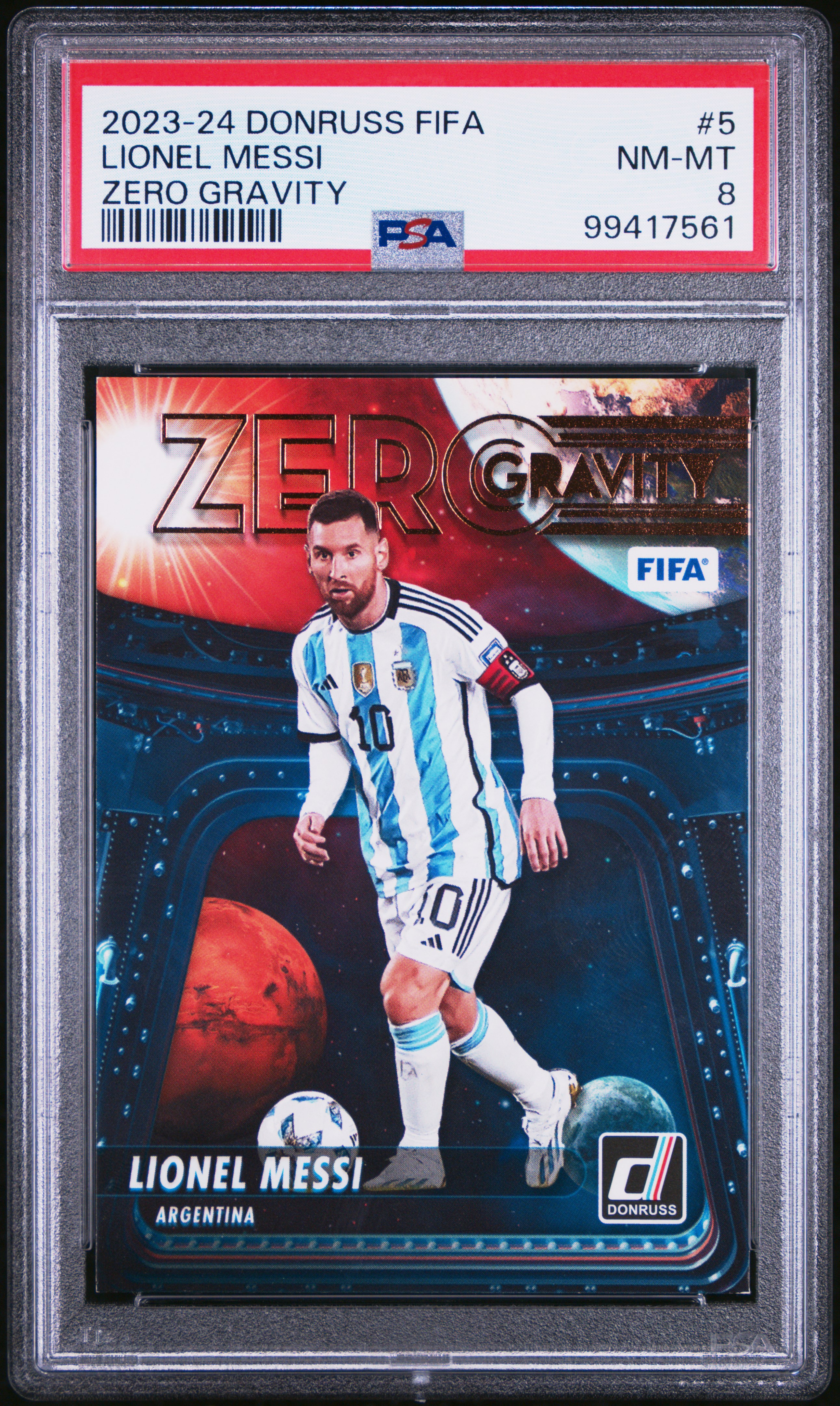 2023-24 Panini Donruss Fifa Zero Gravity Lionel Messi #5 Nm-Mt 8 front