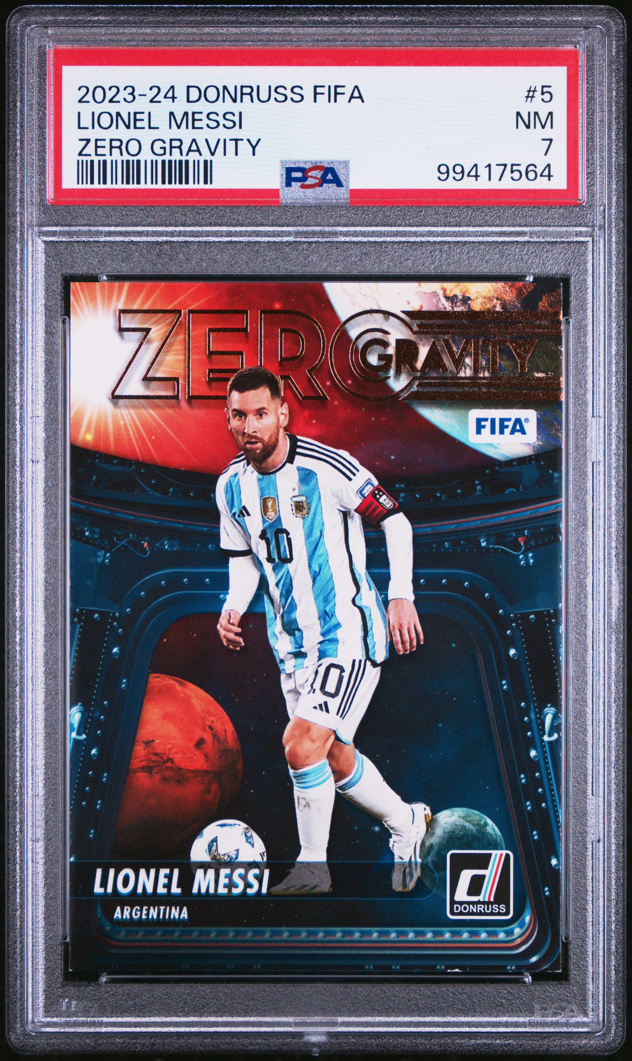 2023-24 Panini Donruss Fifa Zero Gravity Lionel Messi #5 Nm 7 front
