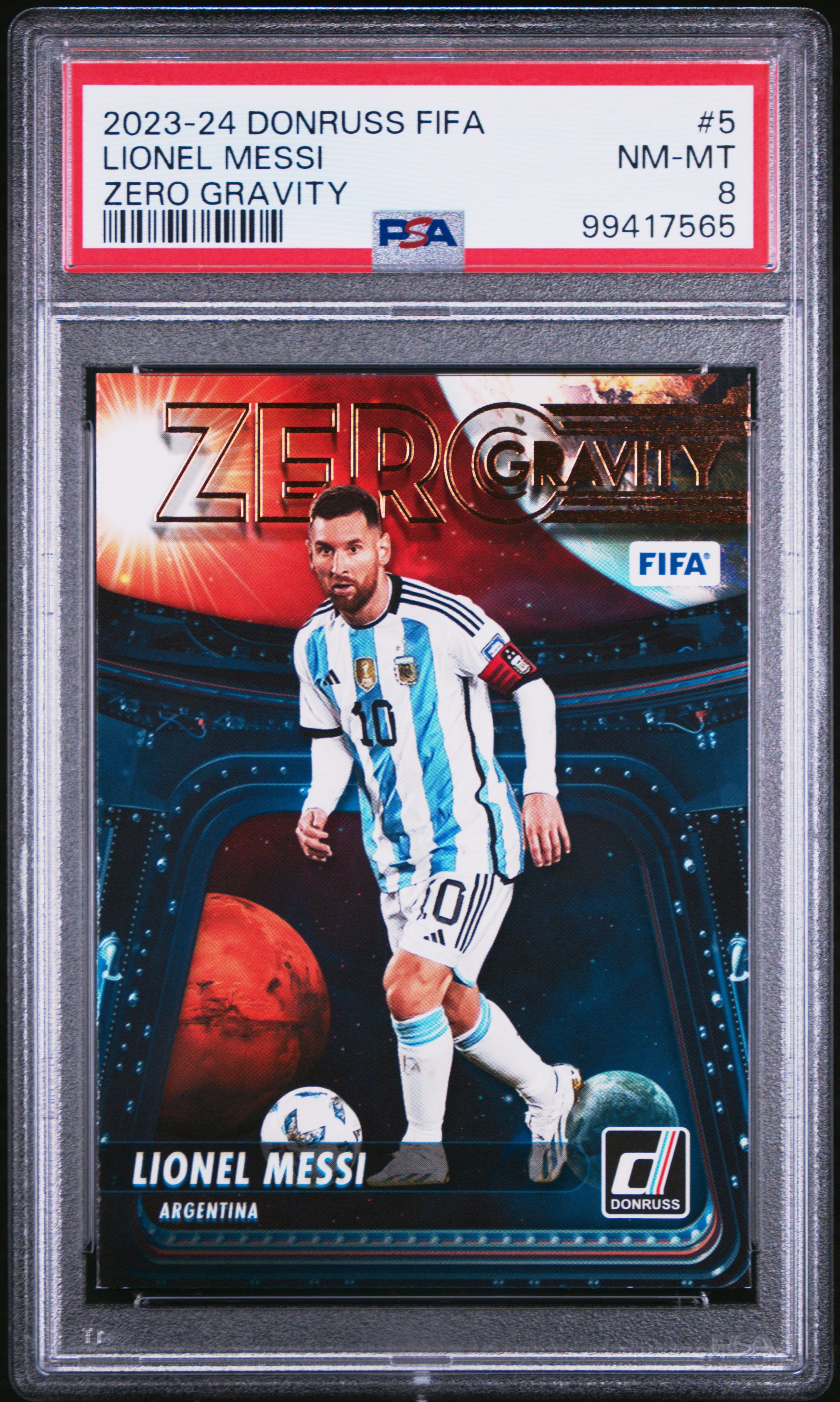 2023-24 Panini Donruss Fifa Zero Gravity Lionel Messi #5 Nm-Mt 8 front