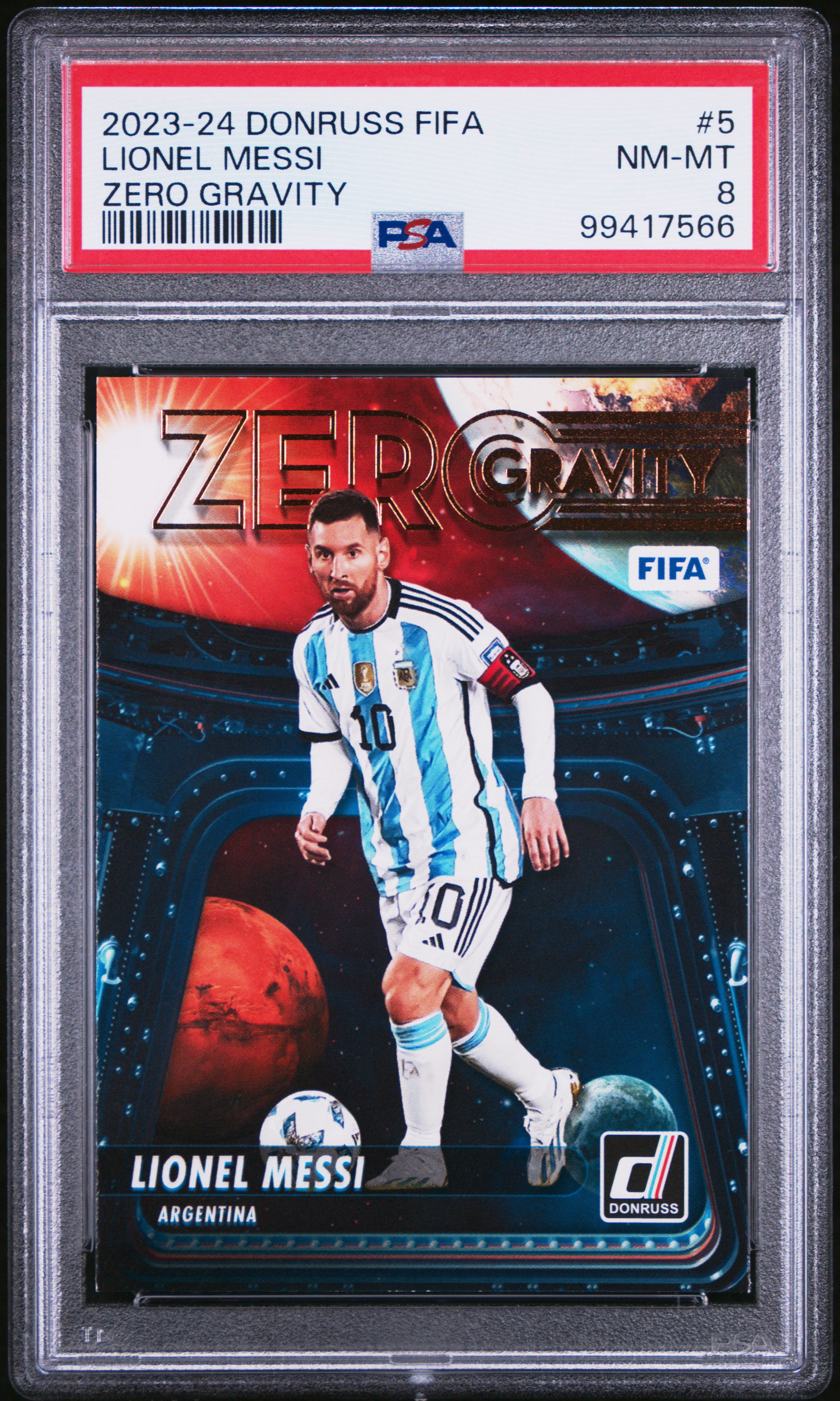 2023-24 Panini Donruss Fifa Zero Gravity Lionel Messi #5 Nm-Mt 8 front