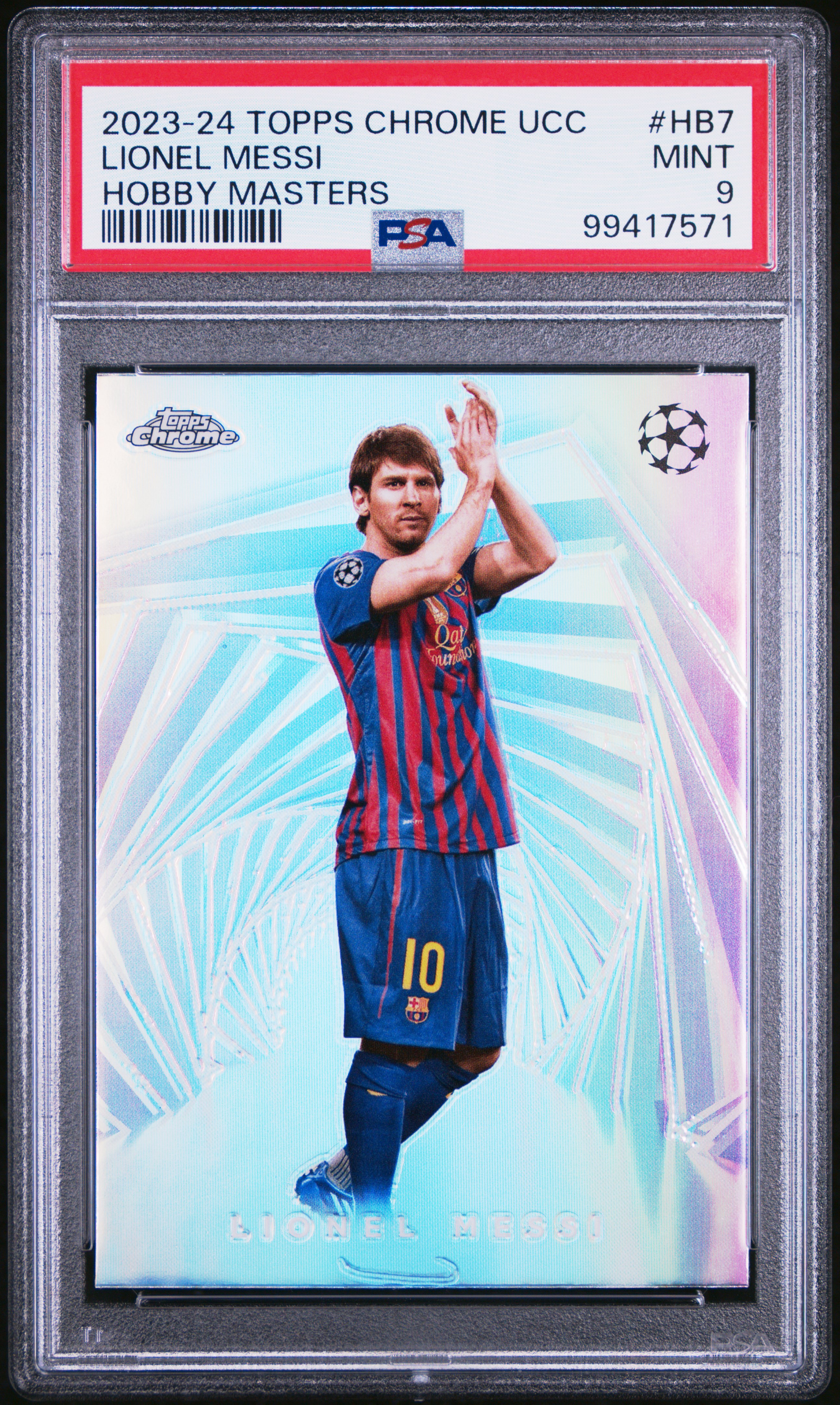 2023-24 Topps Chrome Uefa Club Competitions Hobby Masters Lionel Messi #Hb7 Mint 9 front