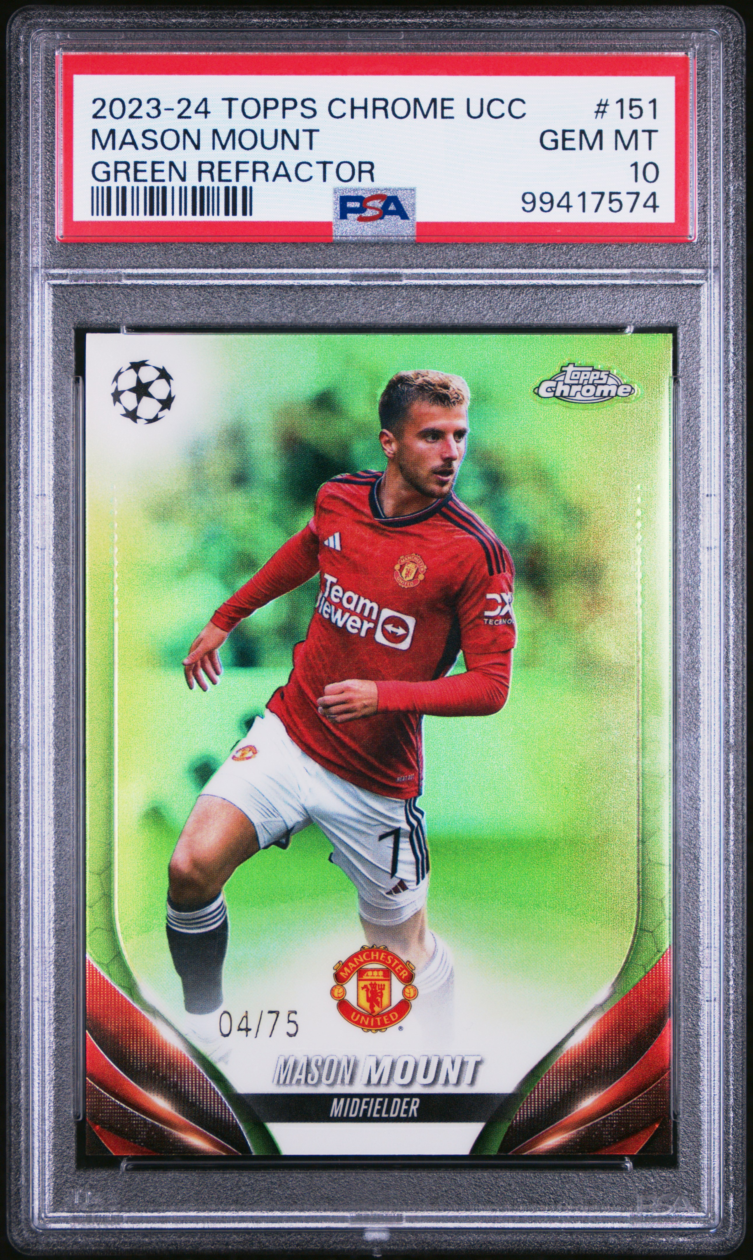 2023-24 Topps Chrome Uefa Club Competitions Mason Mount #151 (Green Refractor) Gem Mt 10 front