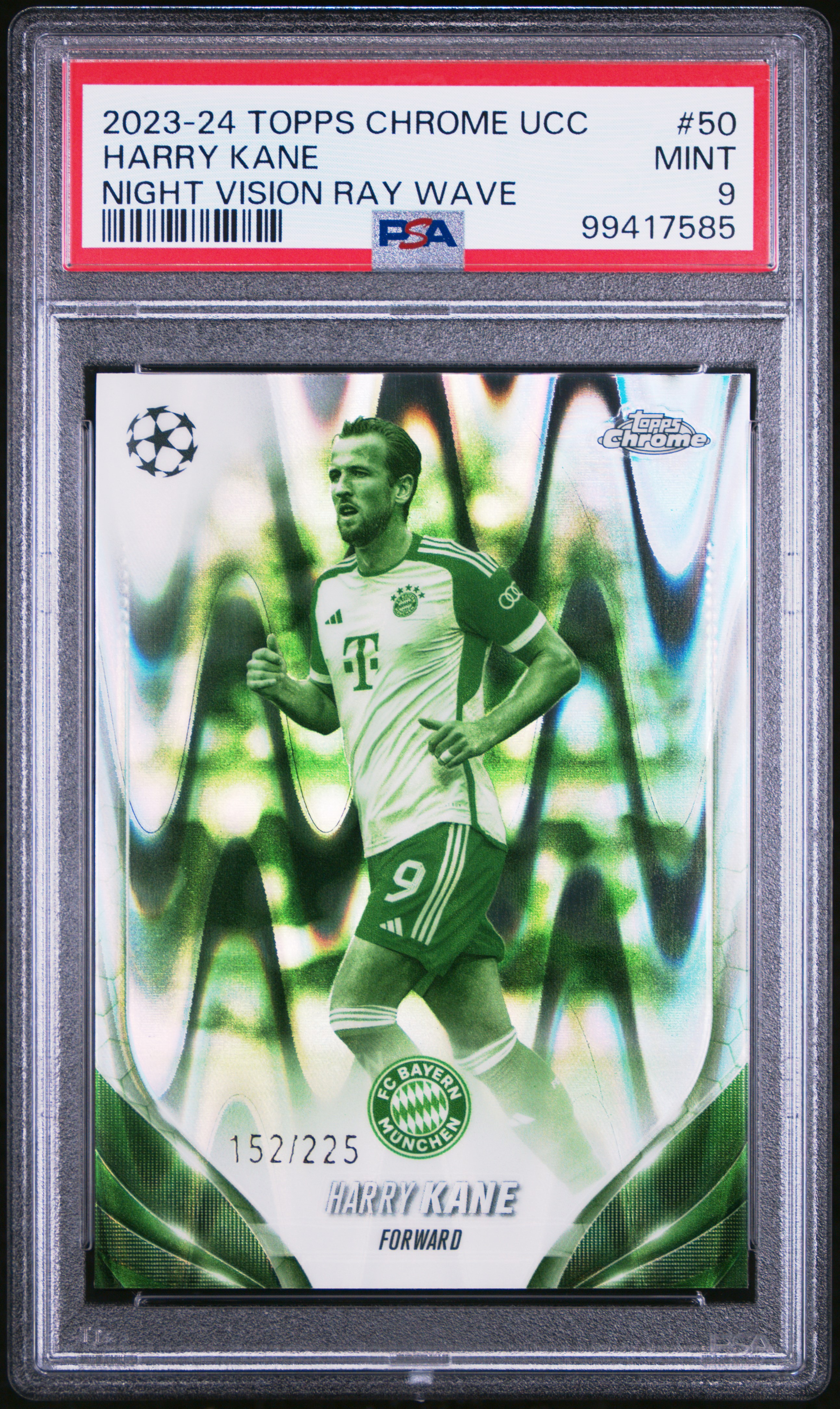 2023-24 Topps Chrome Uefa Club Competitions Harry Kane #50 (Night Vision Ray Wave) Mint 9 front