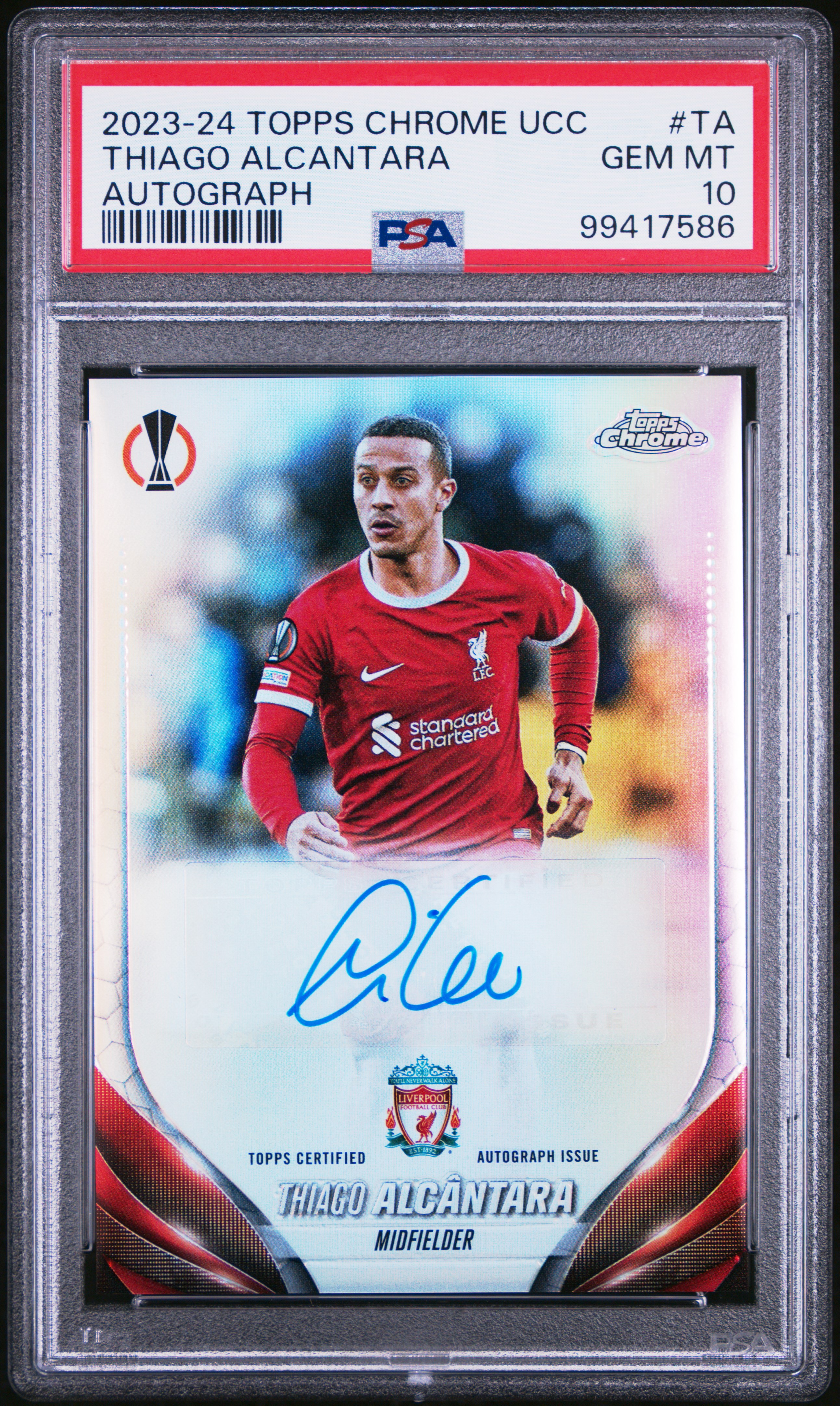 2023-24 Topps Chrome Uefa Club Competitions Chrome Autographs Thiago Alcantara #Ta Gem Mt 10 front