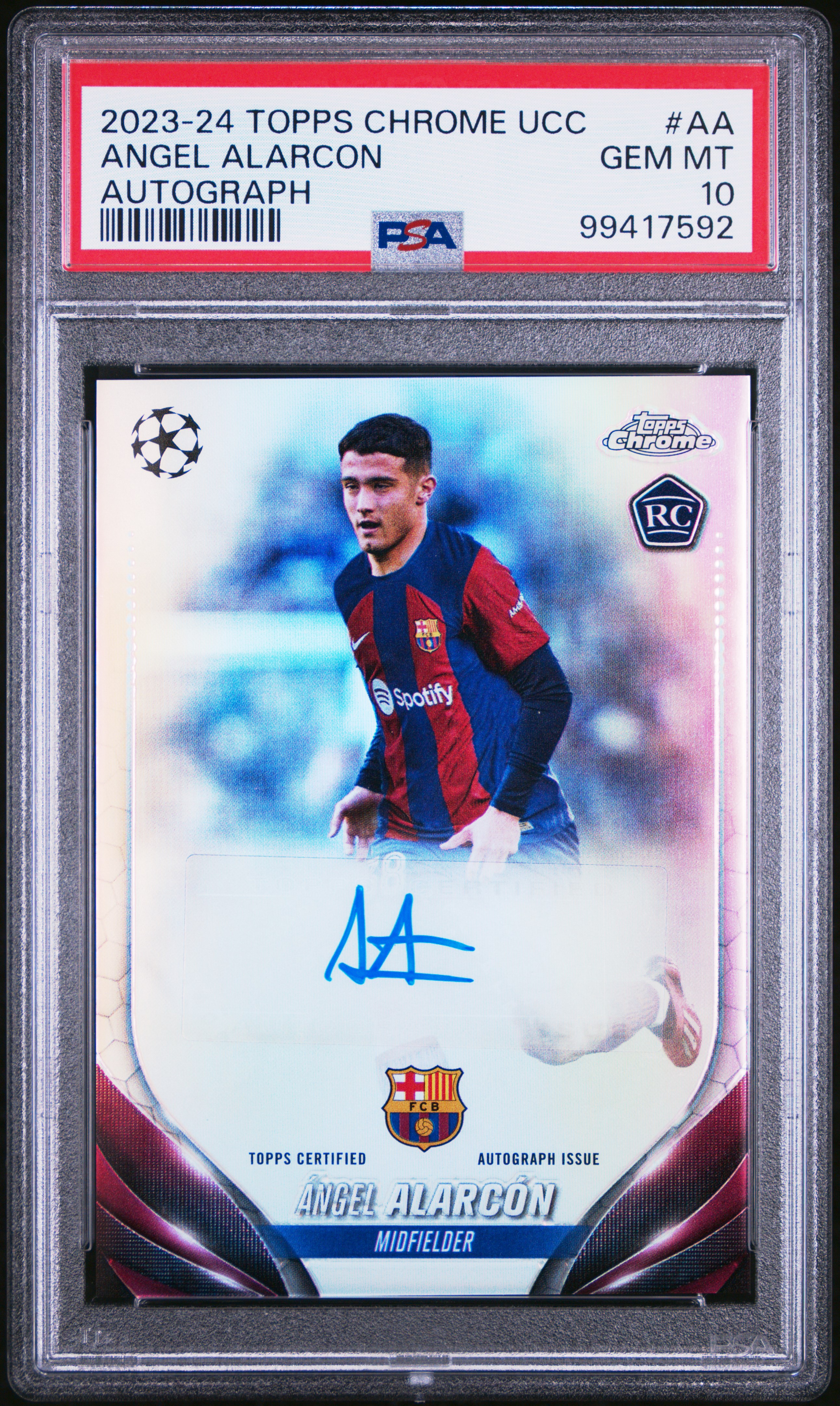 2023-24 Topps Chrome Uefa Club Competitions Chrome Autographs Angel Alarcon #Aa Gem Mt 10 front