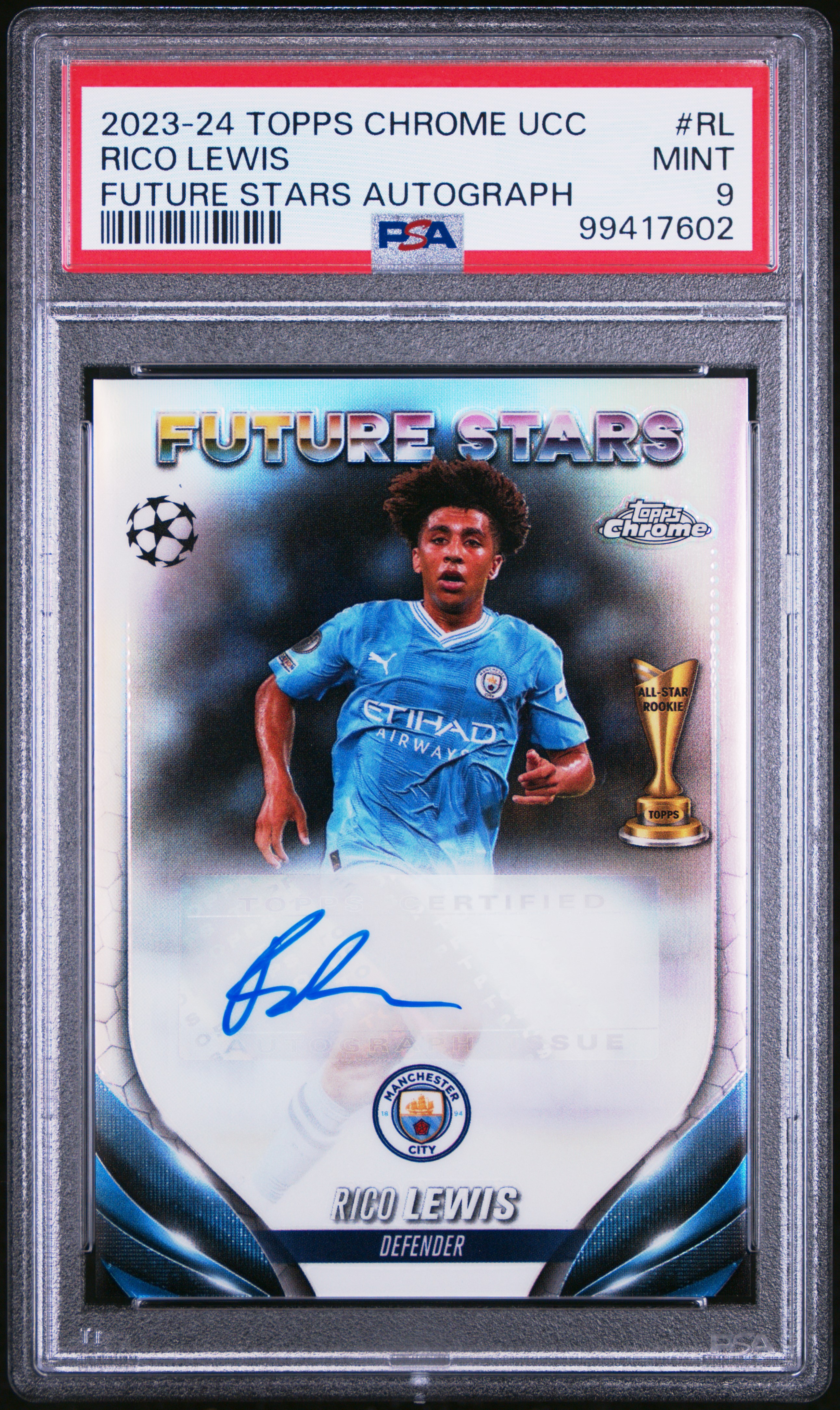 2023-24 Topps Chrome Uefa Club Competitions Future Stars Autographs Rico Lewis #Rl Mint 9 front