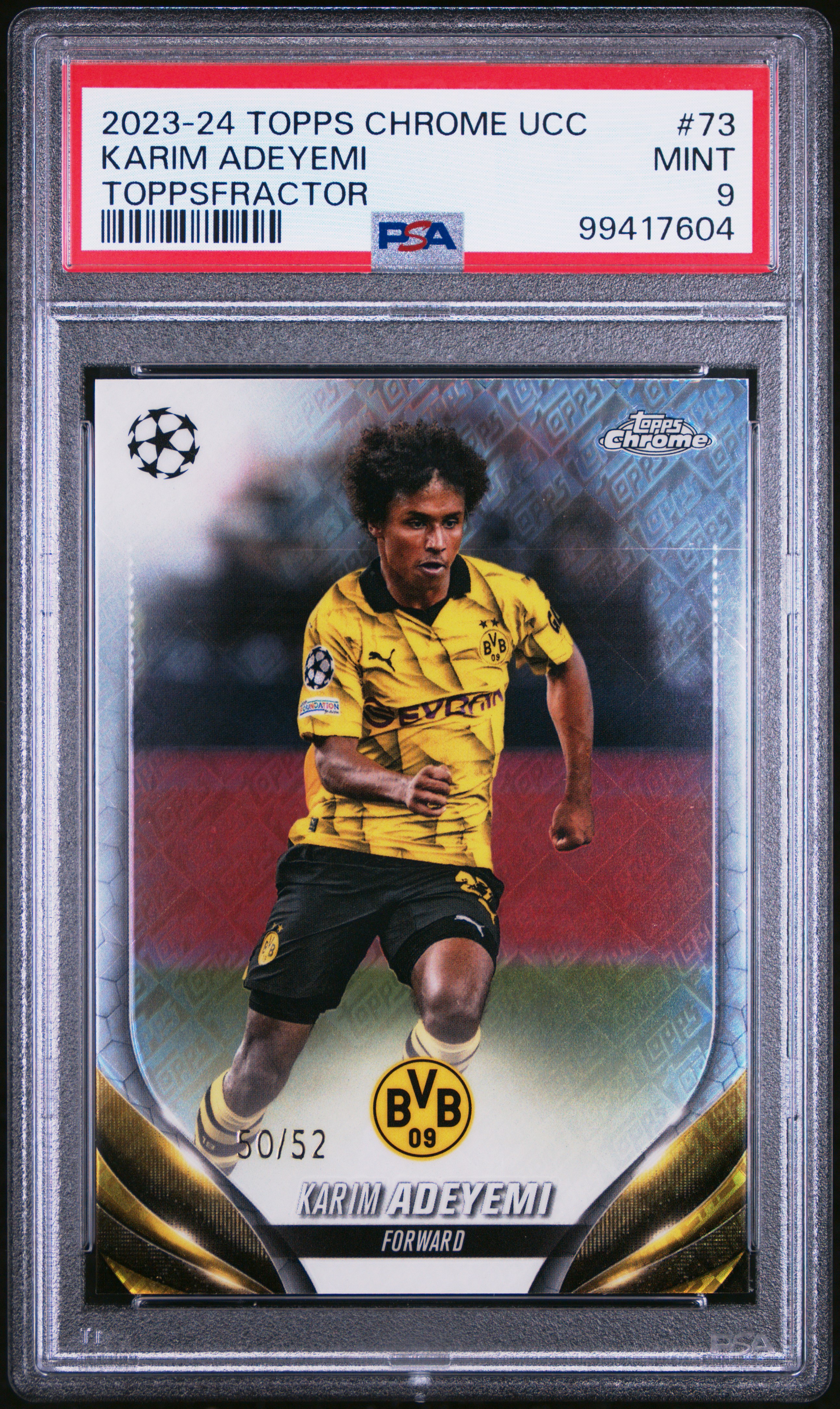 2023-24 Topps Chrome Uefa Club Competitions Karim Adeyemi #73 (Toppsfractor) Mint 9 front