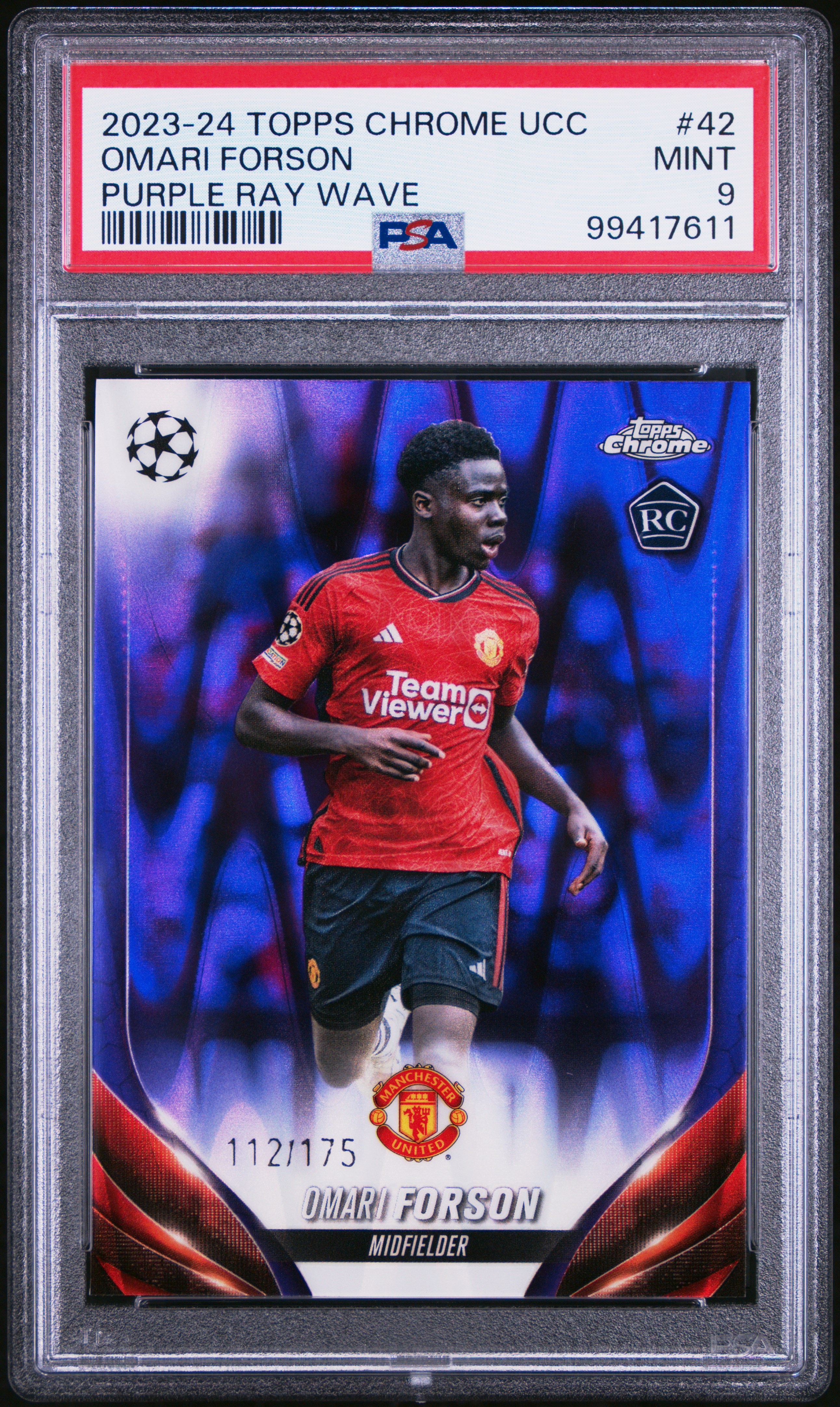 2023-24 Topps Chrome Uefa Club Competitions Omari Forson #42 (Purple Ray Wave) Mint 9 front