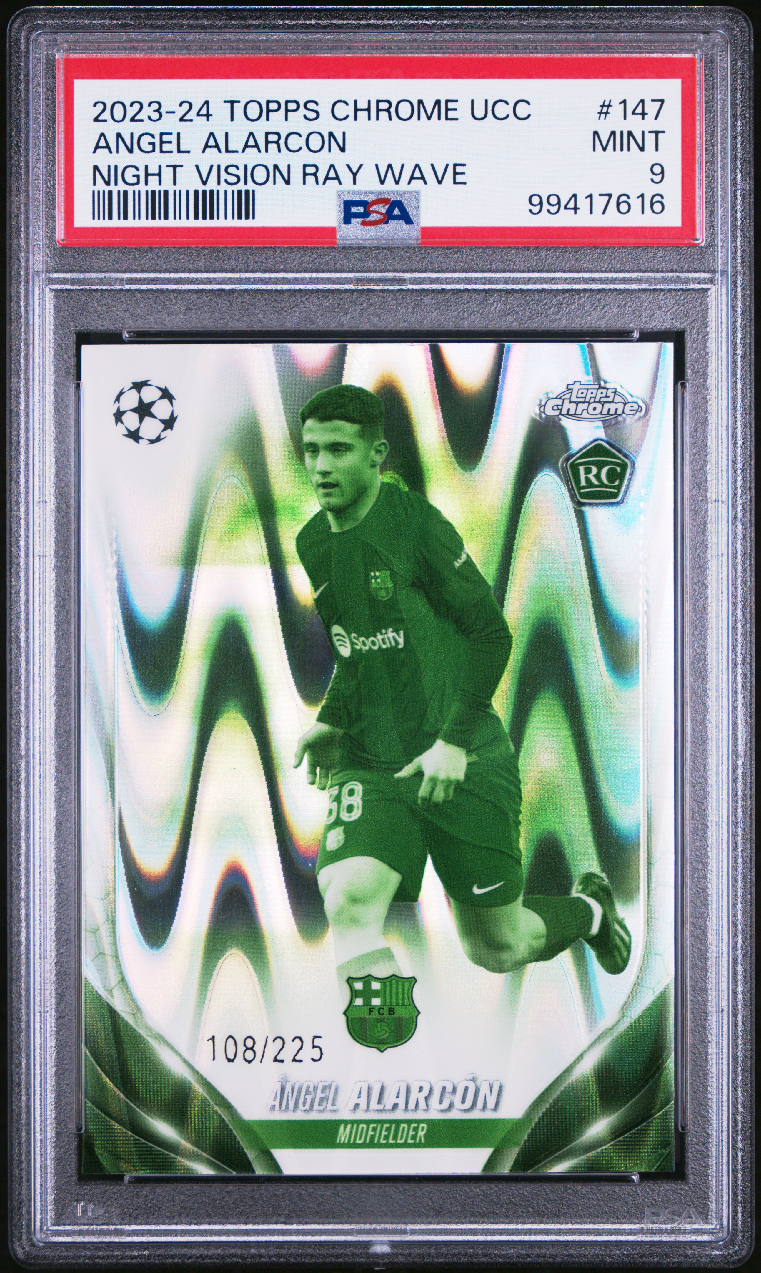 2023-24 Topps Chrome Uefa Club Competitions Angel Alarcon #147 (Night Vision Ray Wave) Mint 9 front