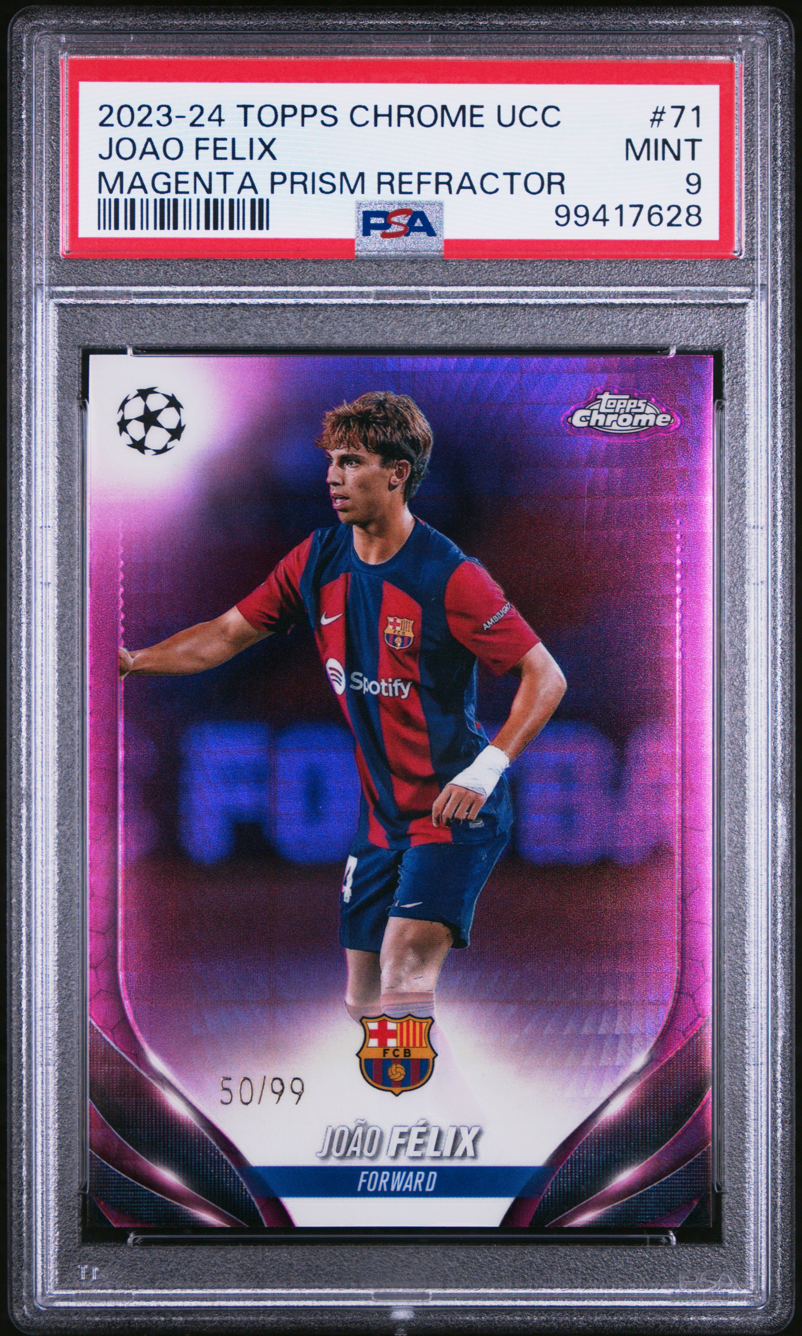 2023-24 Topps Chrome Uefa Club Competitions Joao Felix #71 (Magenta Prism Refractor) Mint 9 front