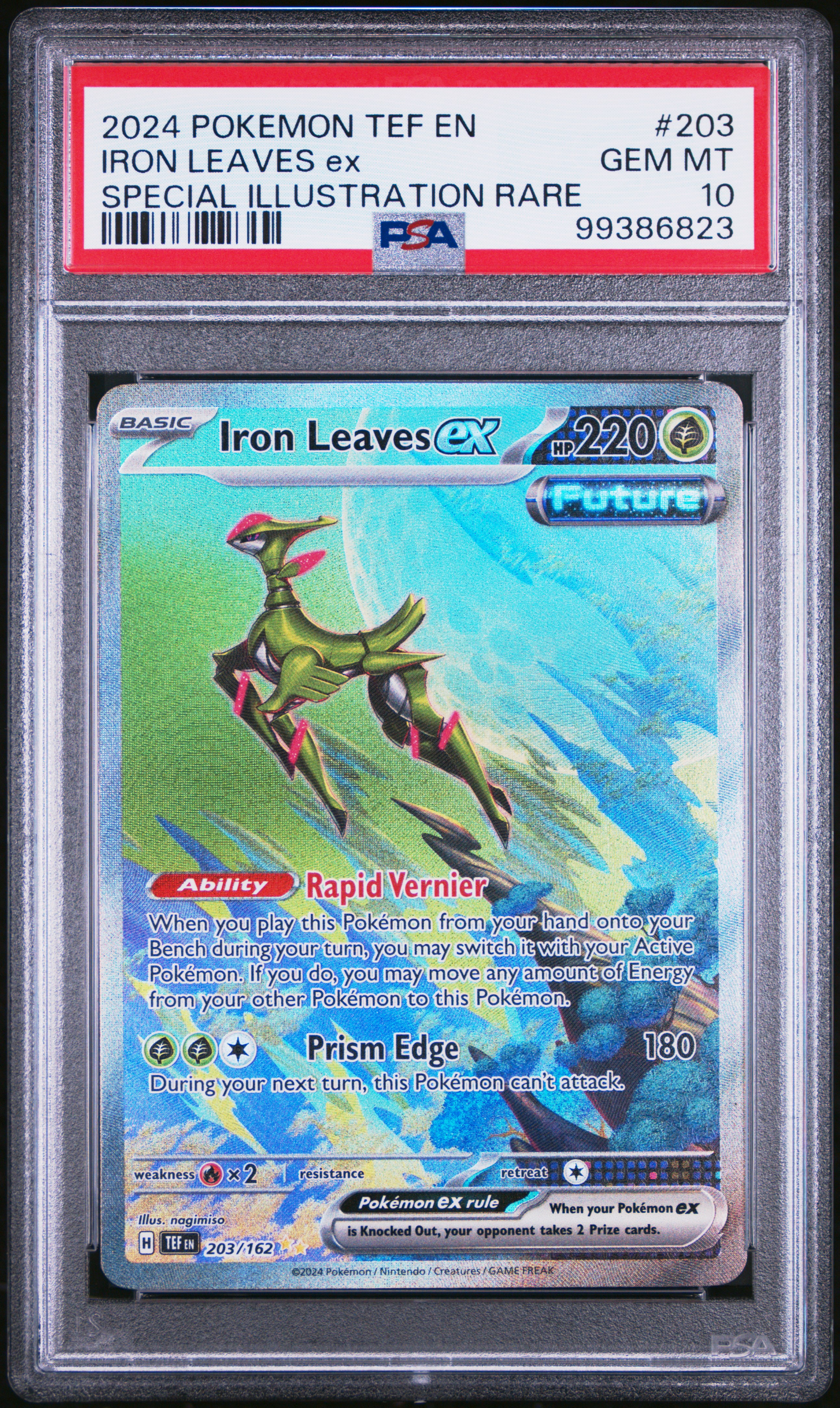 2024 Pokemon Tef En-Temporal Forces Iron Leaves Ex #203 (Special Illustration Rare) Gem Mt 10 front