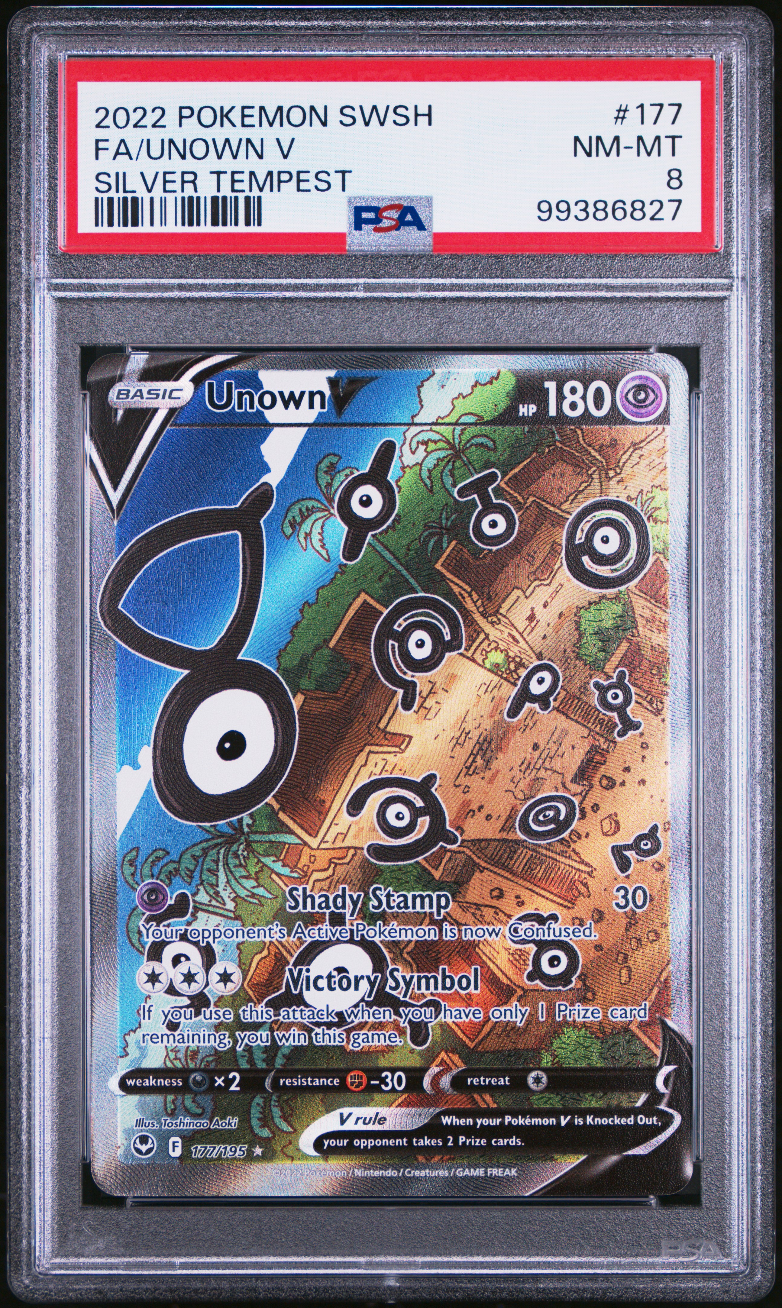 2022 Pokemon Sword & Shield Silver Tempest Fa/Unown V #177 (Silver Tempest) Nm-Mt 8 front