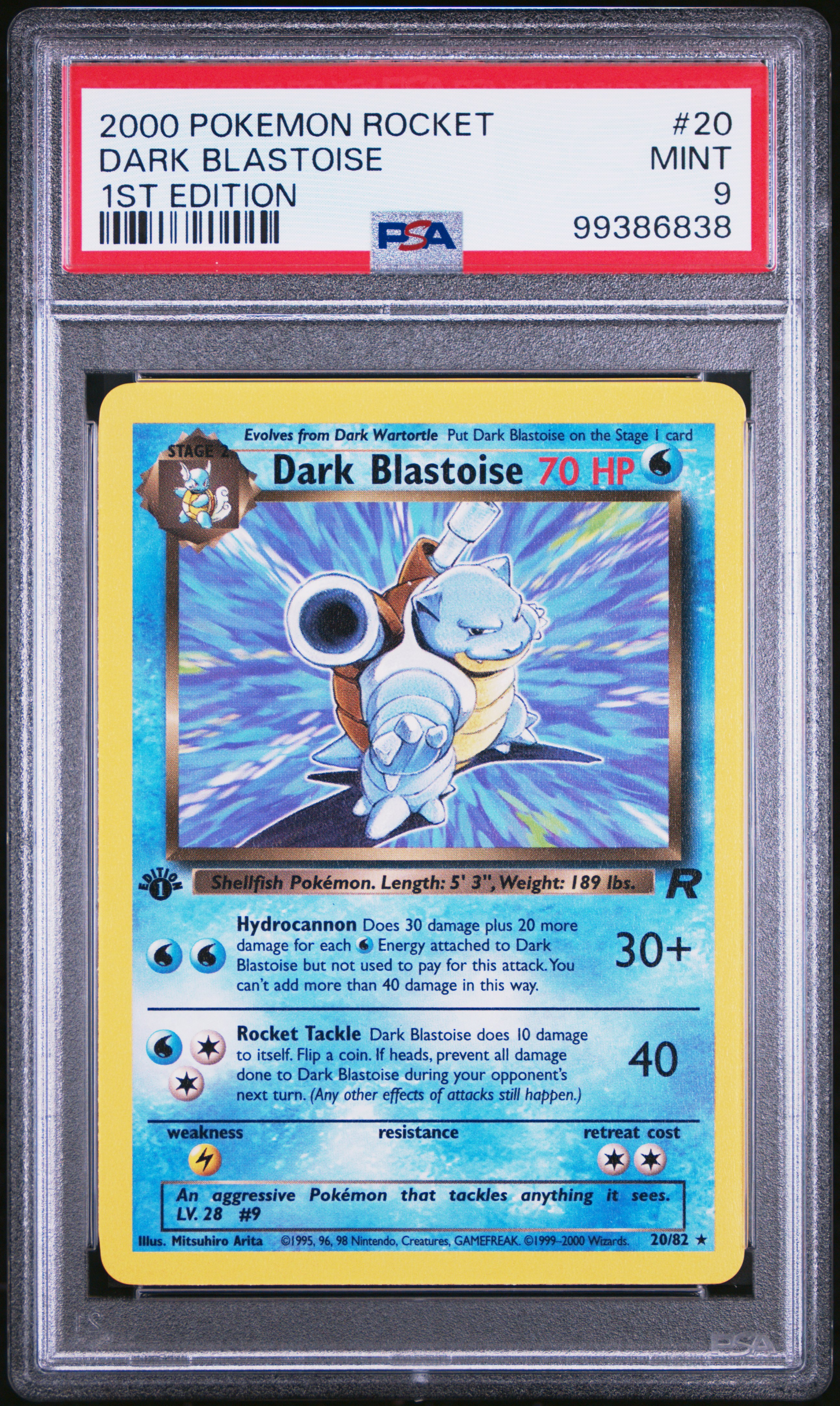 2000 Pokemon Rocket Dark Blastoise #20 (1St Edition) Mint 9 front