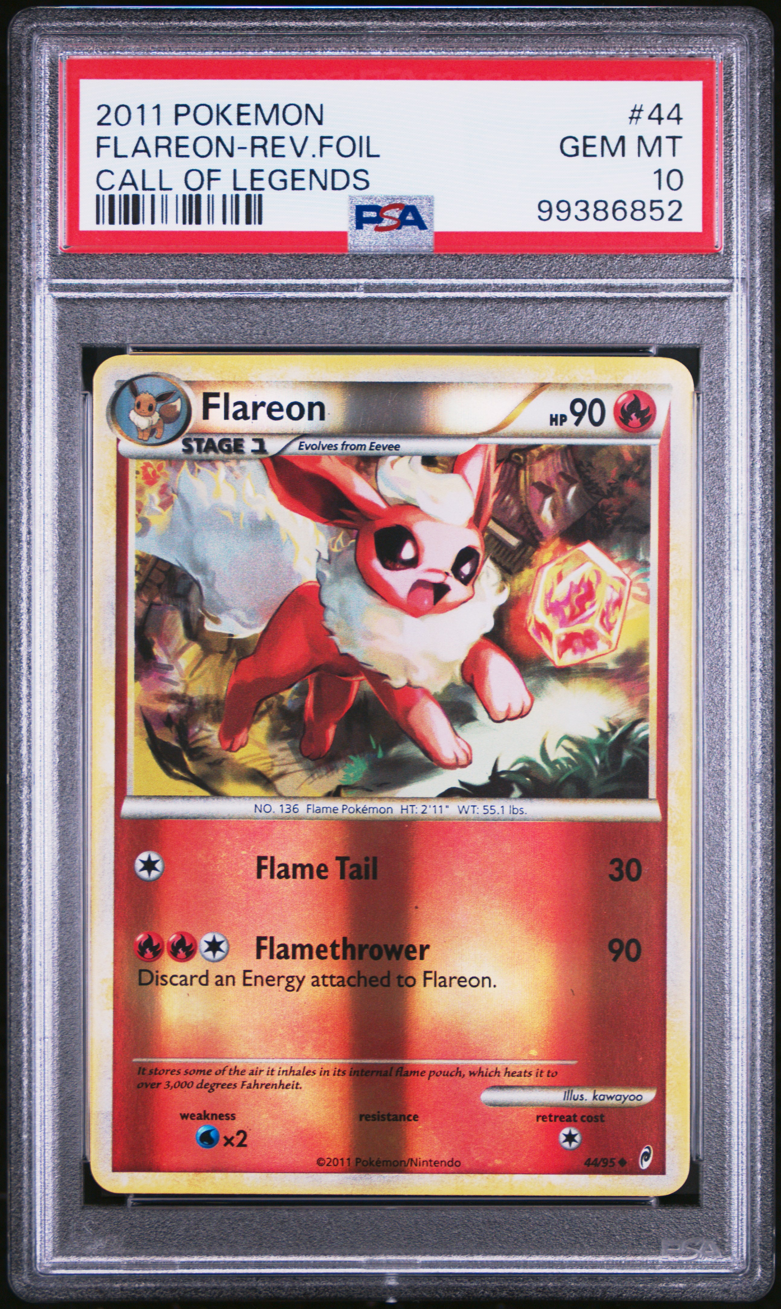 2011 Pokemon Call Of Legends Flareon-Rev.foil #44 (Call Of Legends) Gem Mt 10 front