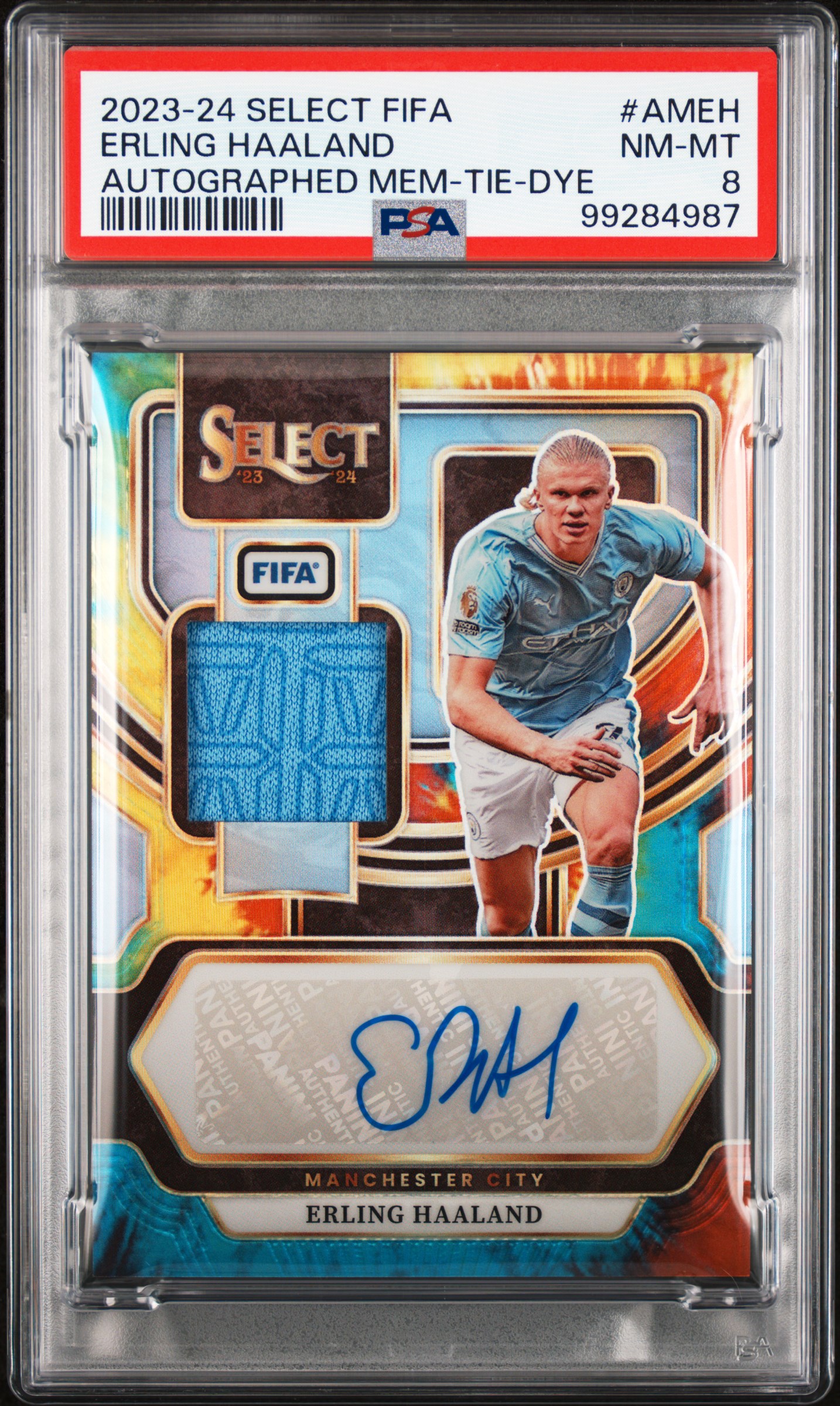 2023-24 Panini Select Fifa Autographed Memorabilia Erling Haaland #Ameh (Autographed Mem-Tie-Dye) Nm-Mt 8 front