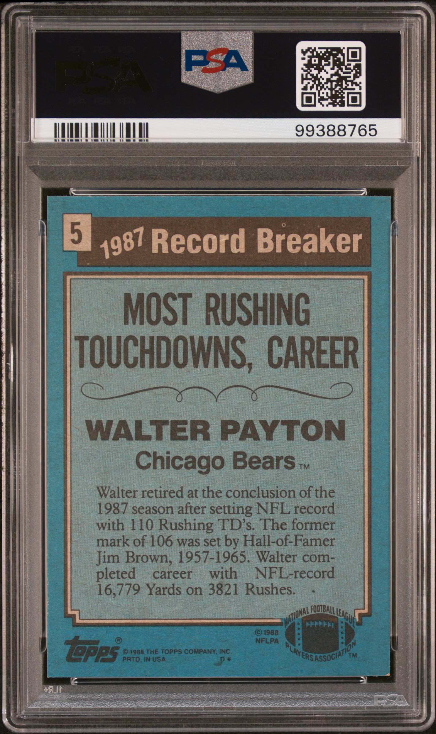 1988 Topps Walter Payton #5 Nm-Mt 8 back