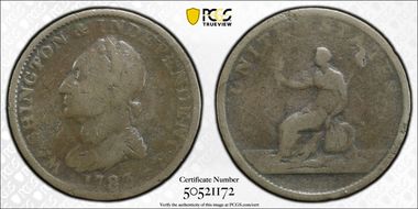 1783 Copper Washington Draped, No Button N1BN