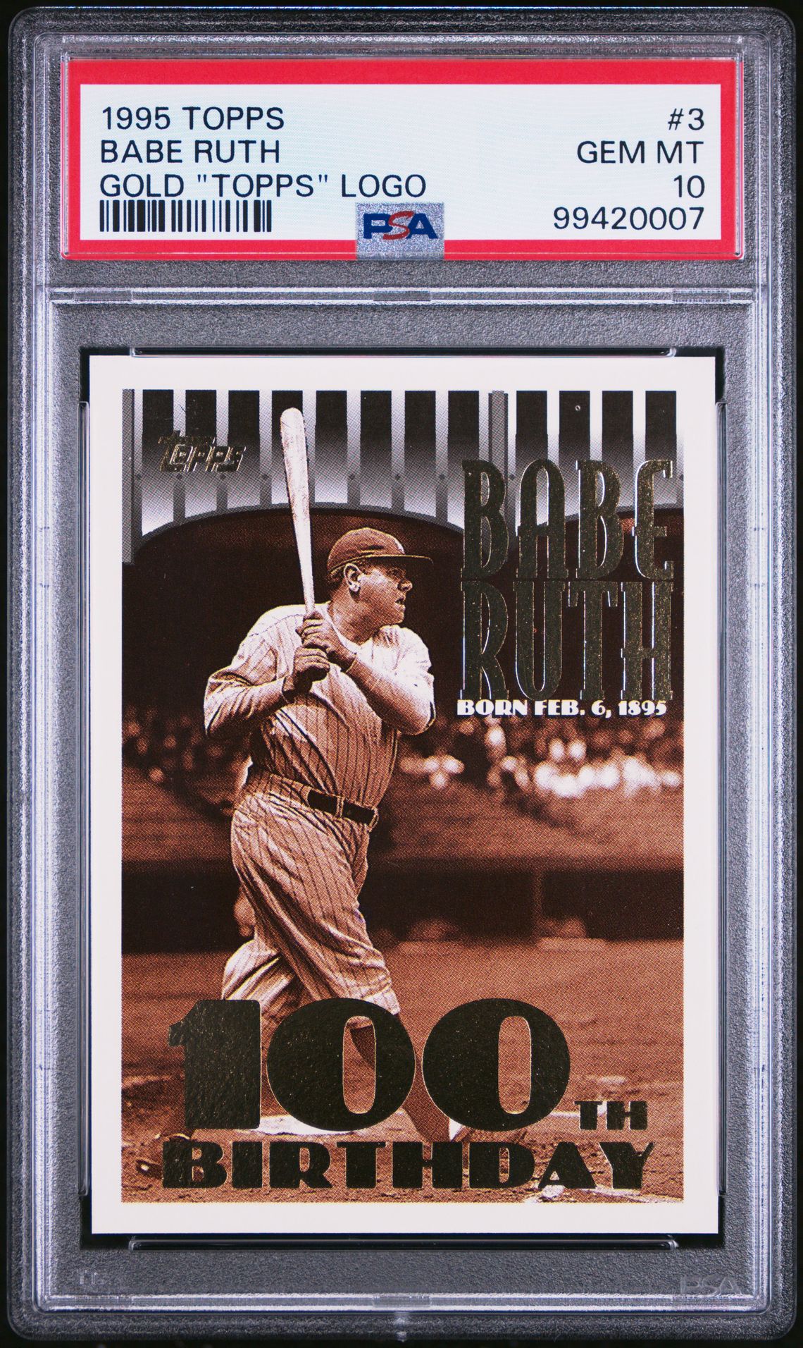 1995 Topps TOPPS GOLD "TOPPS" LOGO #3 Babe Ruth front