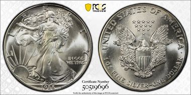 1988 $1 Silver Eagle MS66
