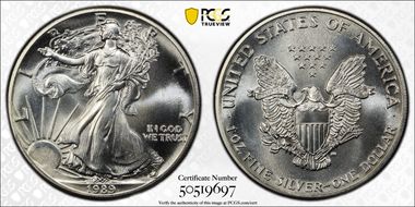 1989 $1 Silver Eagle MS67